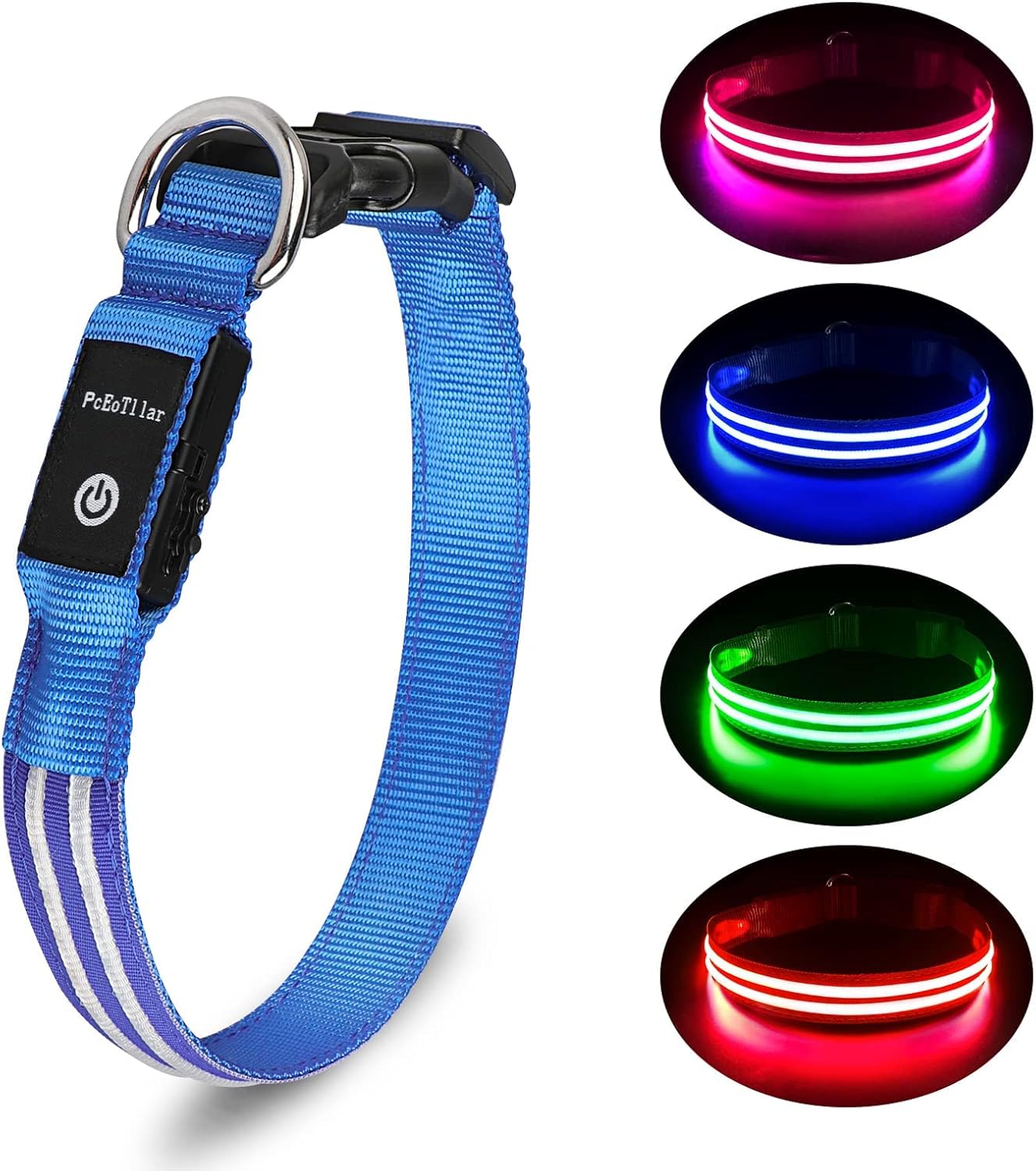 Light Up Dog Collar Waterproof Rechargeable Flashing LED Dog Collar