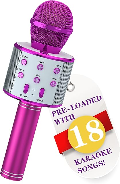 Wowstar Karaoke Bluetooth Microphone for Kids, Handheld Wireless Microphones with Famous Song Mic for Boys and Girls Kids Microphone Speaker Karaoke Machine Birthday Party KTV Xmas Gifts (Purple)
