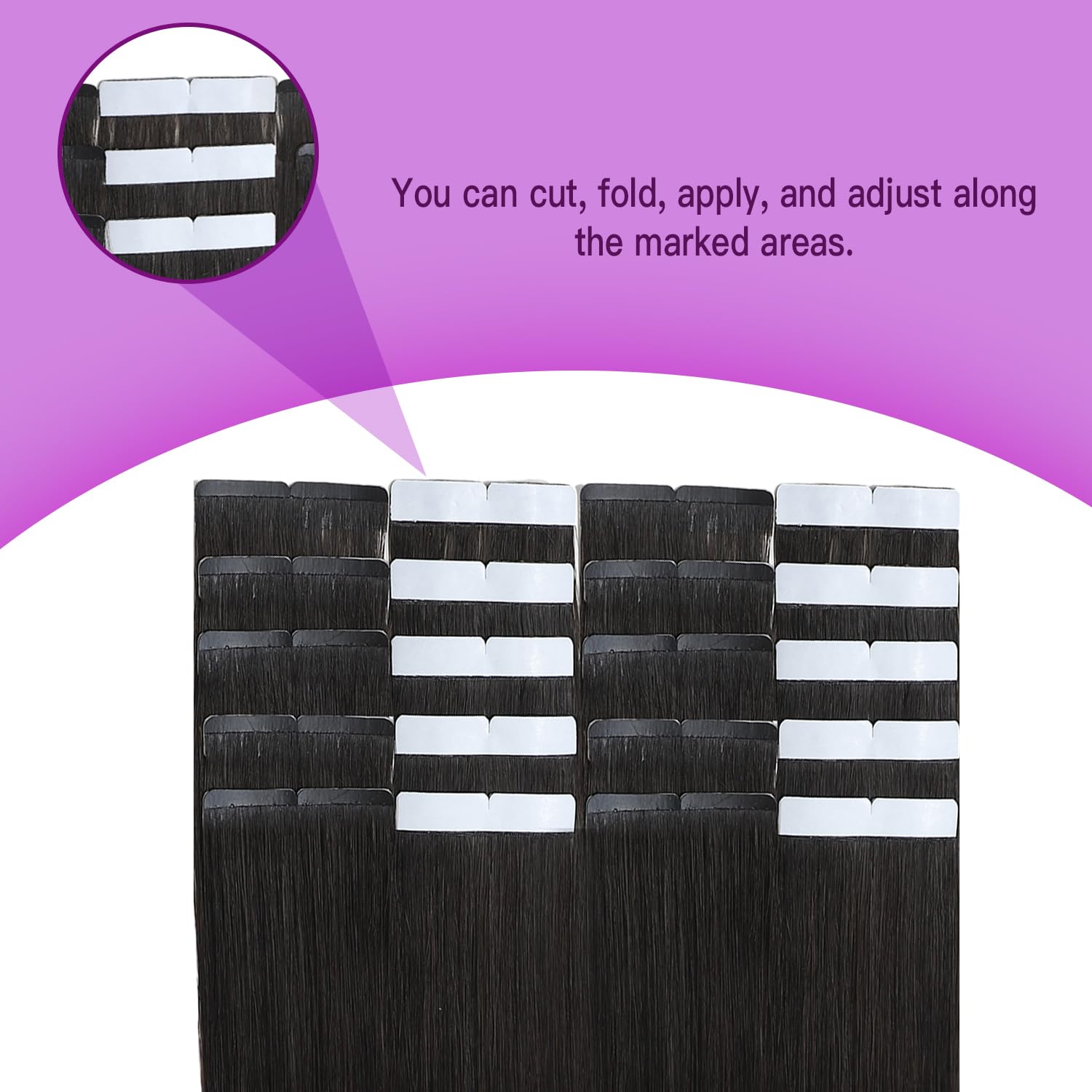 Sindra Haarverlängerung, Echthaar, selbstklebend, 55 cm, #1B427 | 20 Stück, 50 g, Schwarz bis Mittelbraun mit Karamellbraun, Extensions, Echthaar, unsichtbar, Volumen für Damen, 55,8 cm
