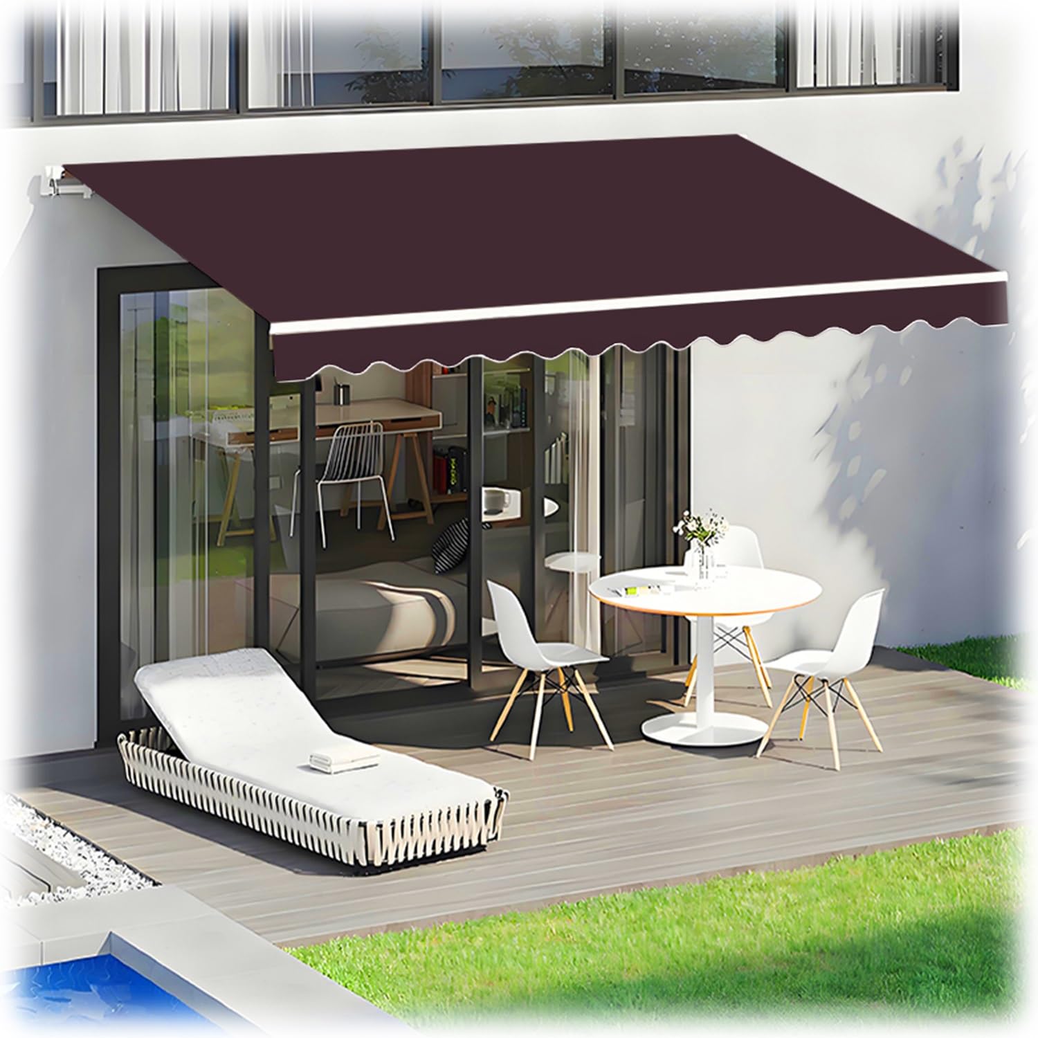 Toile de rechange pour auvent rétractable marron de 5x3,50 m