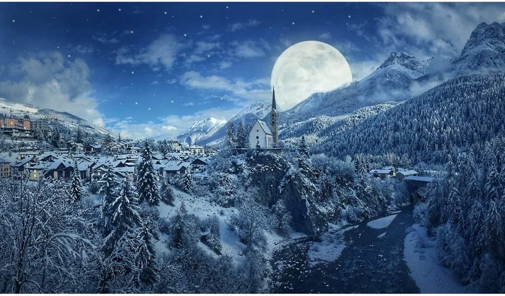 Amazon Com Nologo Wooden Puzzle 500 6000 Pieces Winter Night Snow Mountain Moon Village Church River Adult Children Leisure Decompression Toys 0628 Size 500pieces Home Kitchen