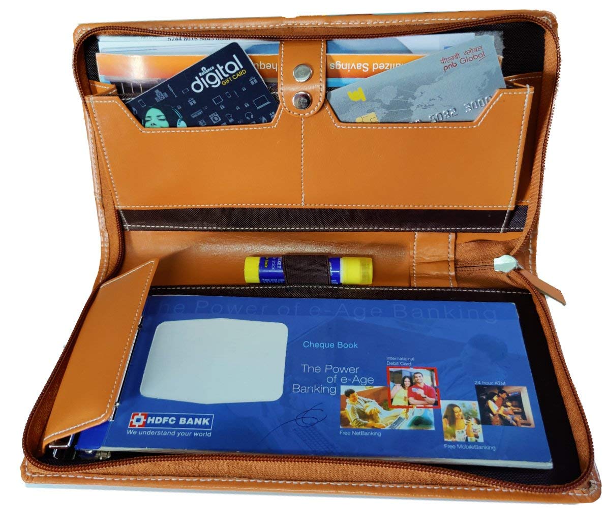 PAREEK Leather Men Expanding Files & Wallets(Orange) 1