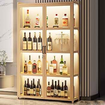 Amazon.co.jp: ワインラック 竹製ウイスキー棚 おしゃれな酒棚