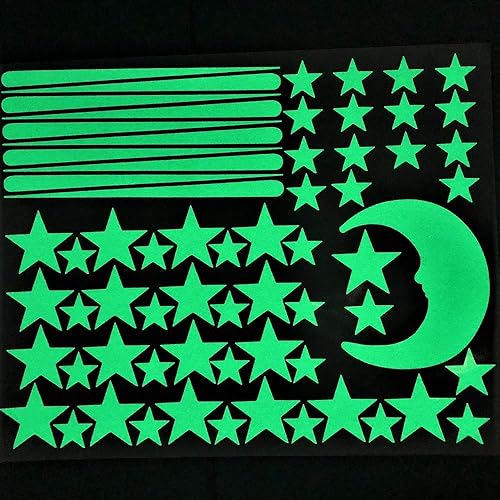 Miniatura 4 de Estrellas que brillan en la oscuridad para techo, calcomanías de pared que brillan en la oscuridad de estrellas y lunas, decoración de pared