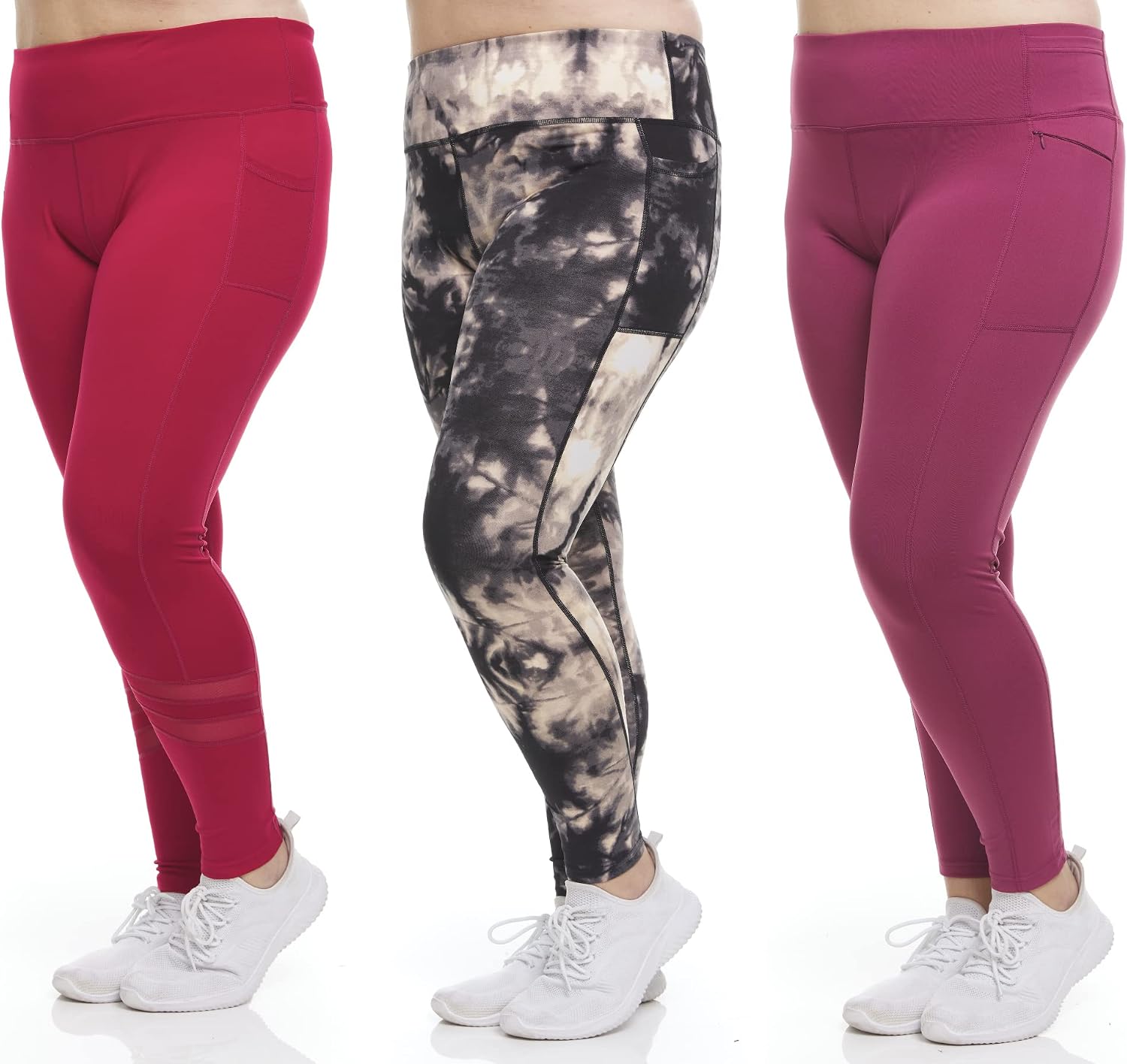 RAG 2, 3 & 4 Pack Plus Size Active Leggings for Women High Waist Yoga Pants with Pockets Running Workout Athletic Pants