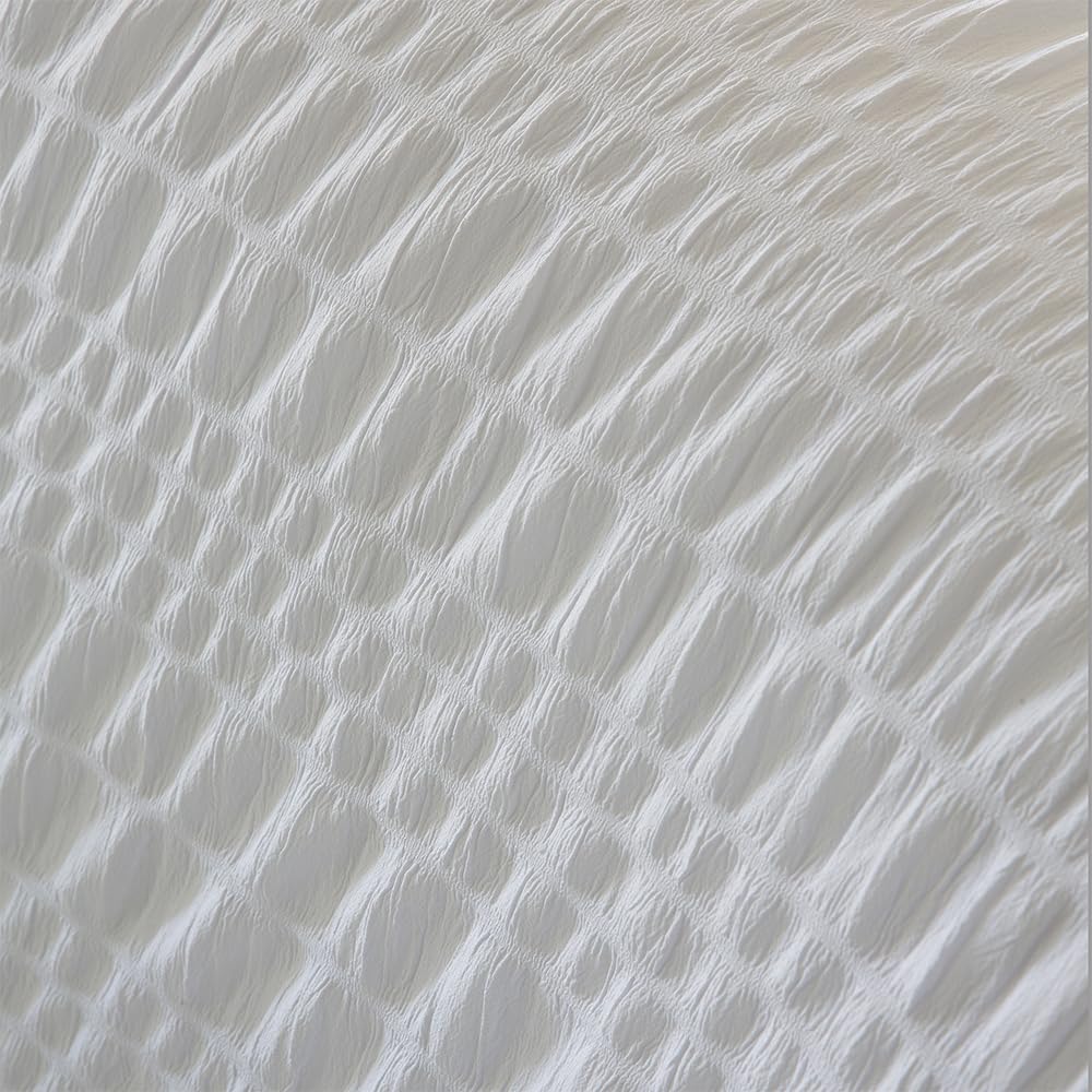 COTTON ARTean Funda Nórdica Cama 150 Seersucker Blanco Funda edredón 240 x 220 + 2 fundas almohada Tejido Bambula. Cierre con Cremallera