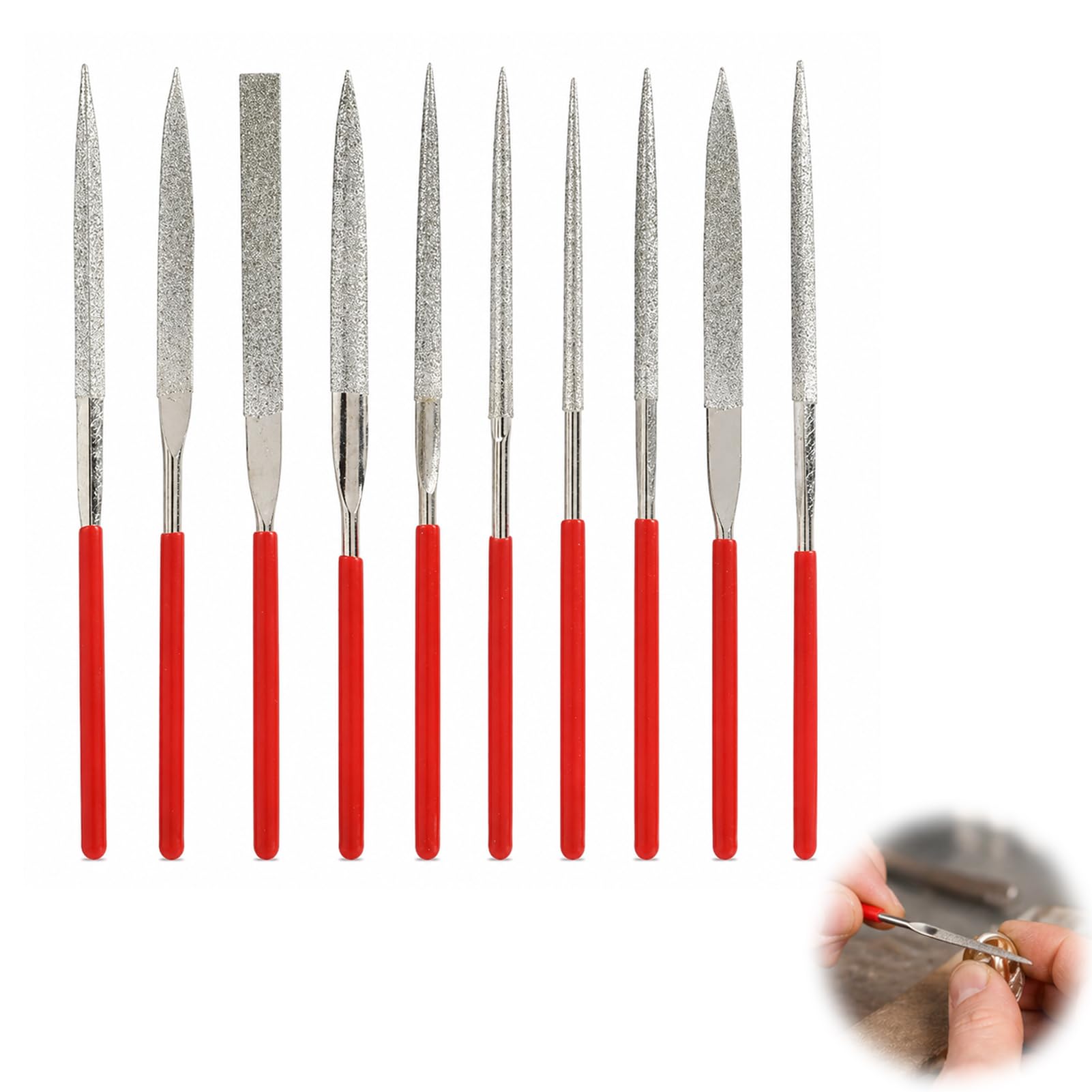 10 Piezas Limas De Agujas De Diamante Mini, Mini Limas Estriadas De Metal, Mini Lima De Diamante, Limas De Diamante para Madera Joyas, Lima para Metal, Juego de Limas de Aguja Diamantes