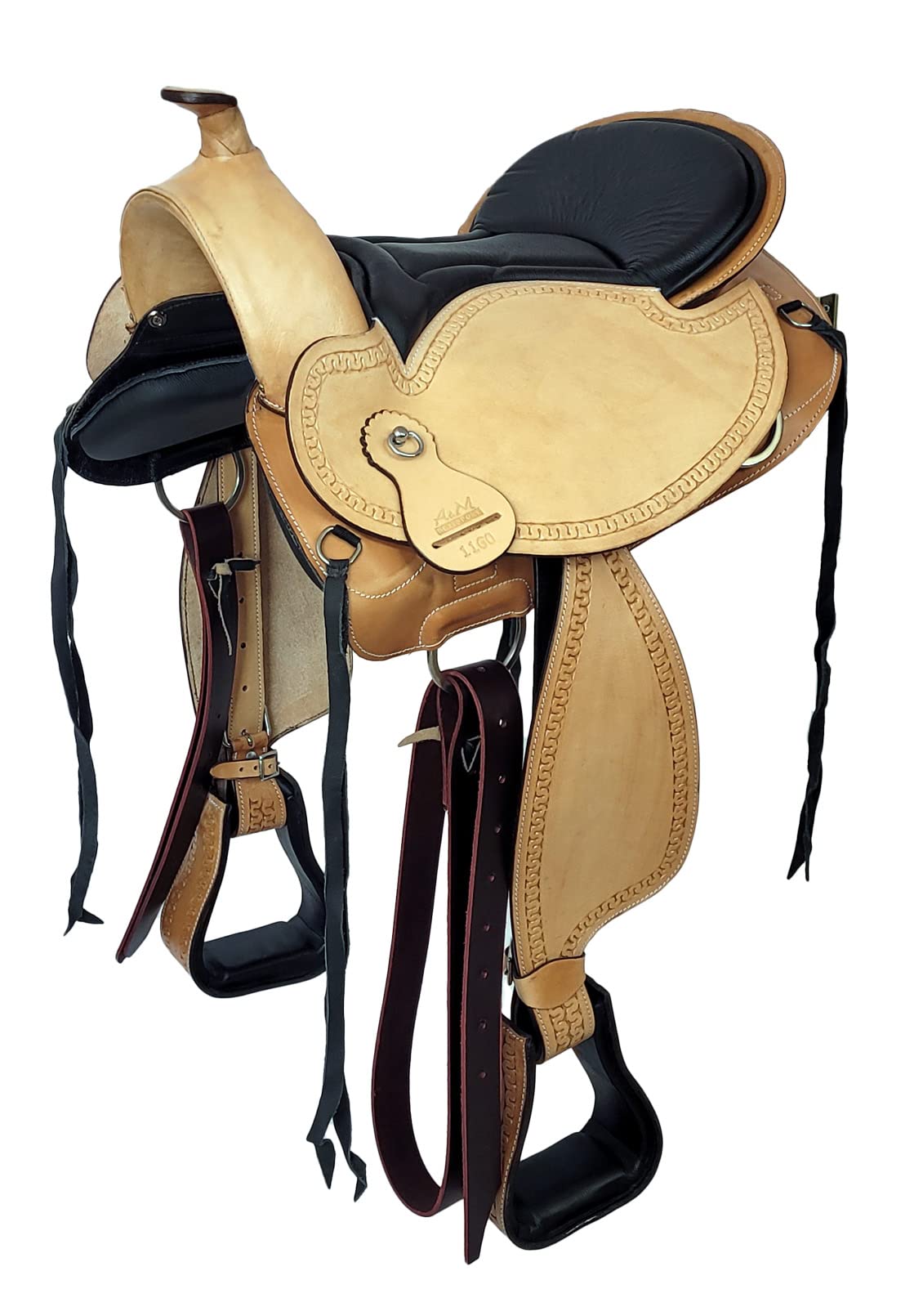 A&M Reitsport Selle western Michigan Eco sans arbre en cuir de buffle, taille : 17"