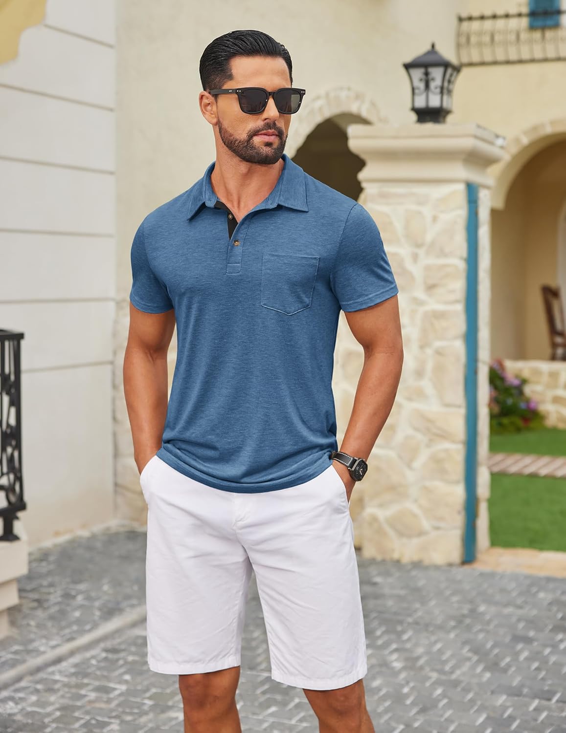 COOFANDY Men Short Sleeve Polo Shirt Casual Summer Collar Shirts Dress Button Polo T Shirt Classic Golf Shirts - Image 5