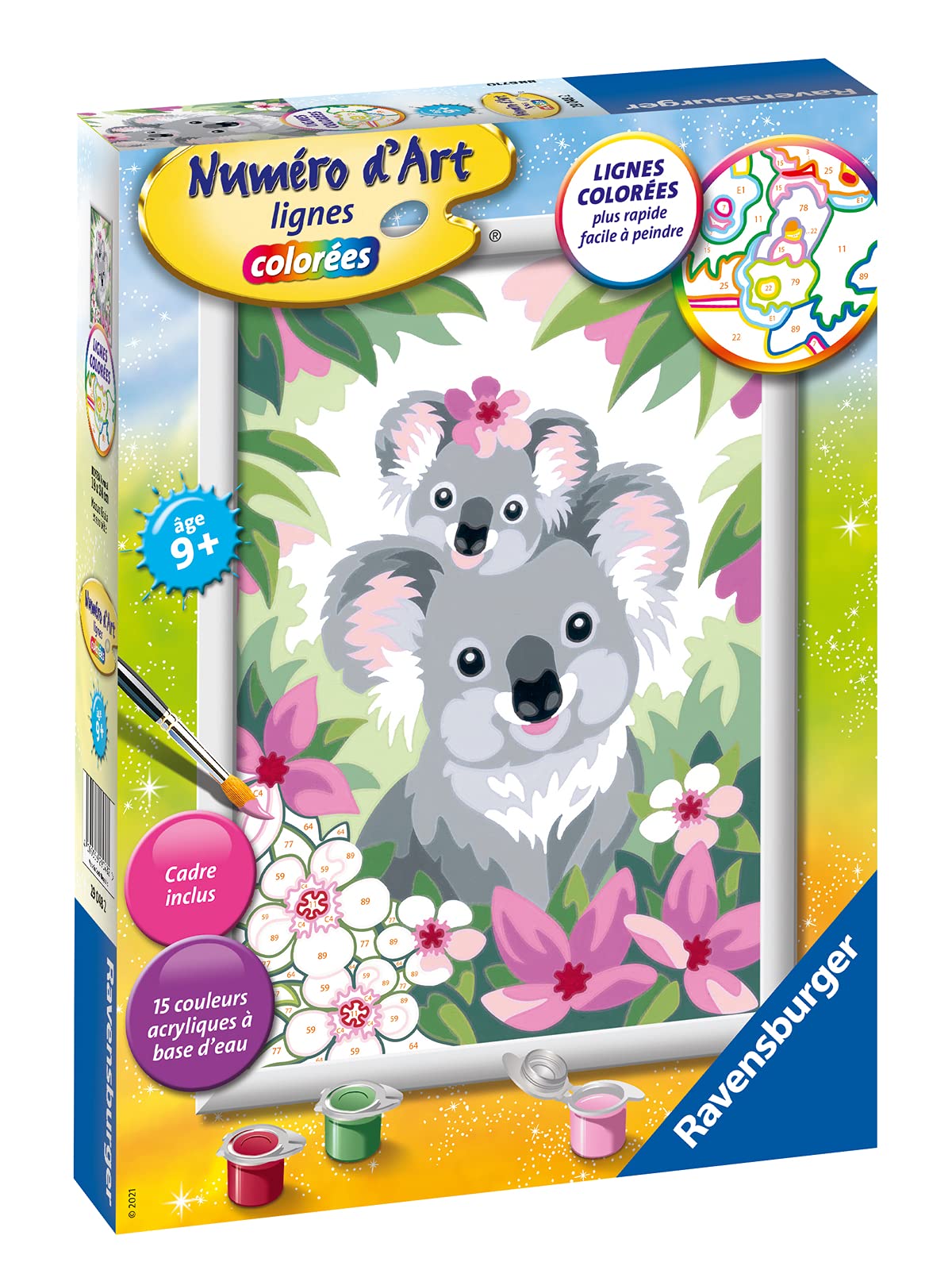 Ravensburger Medium-Kunstnummer – Koala Mama und ihr Baby – Kreatives Hobby – Malen nach Zahlen – Entspannte und kreative Aktivität – ab 9 Jahren – 29048 – Französische Version