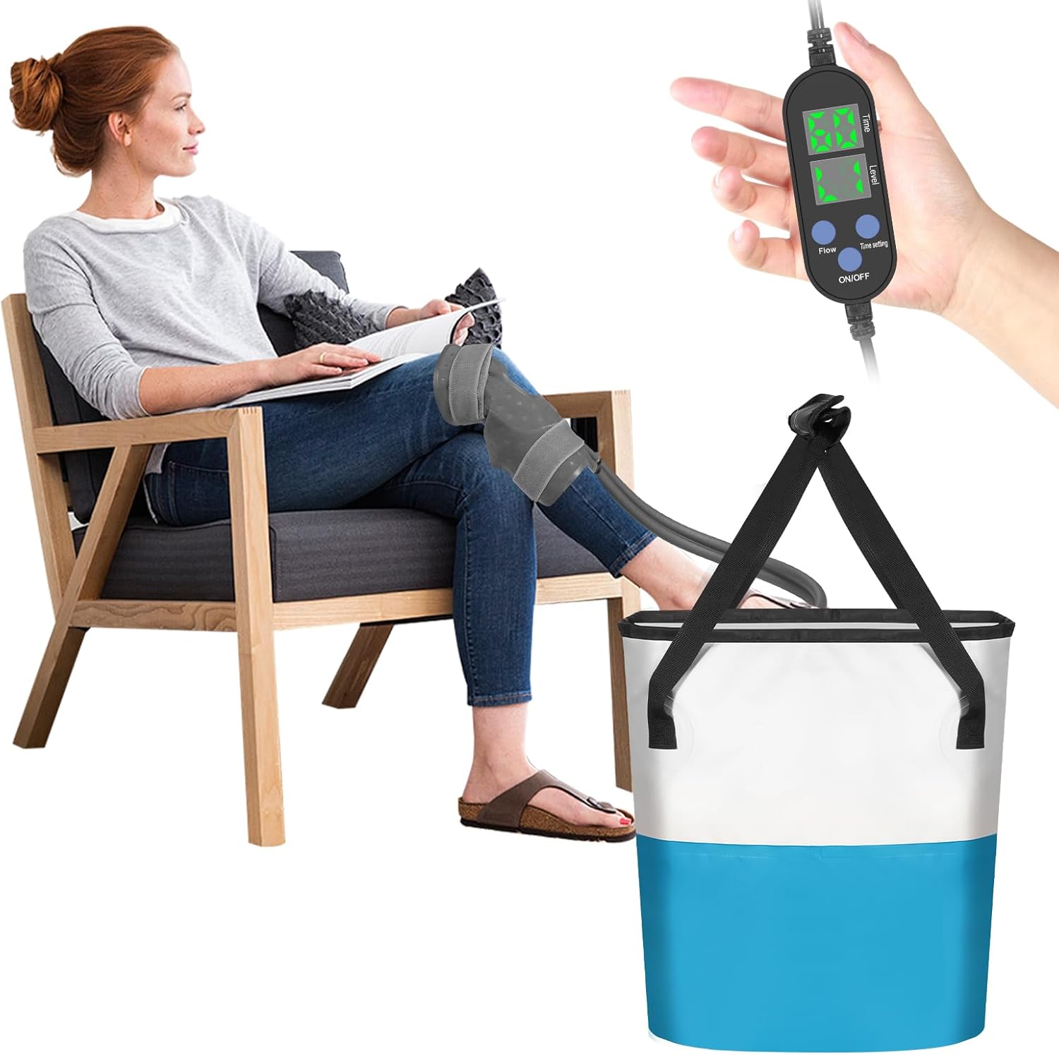 Cold Therapy Machine with Smart Timer & Quiet Pump, Efficient and Portable Ice Machine for Knee After Surgery, Cryotherapy Comfort for Injuries & Pain Management, Perfect for Home Use