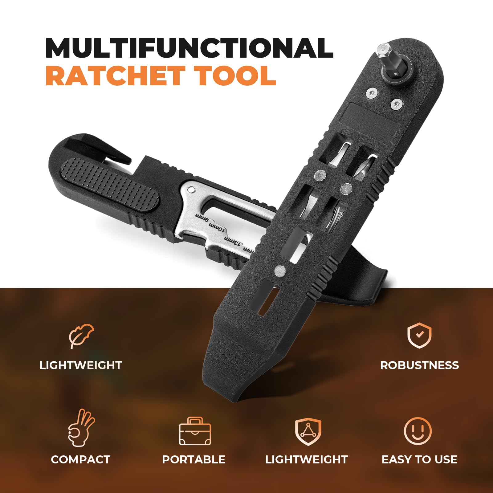 ROCKBROS Fahrrad Multifunktionswerkzeug, 16 in 1 Multitool Fahrrad Werkzeug mit Ratschenschlüssel, Reifenheber, Mini Tool Set Reparaturset für Reifenwechsel und Unterwegs