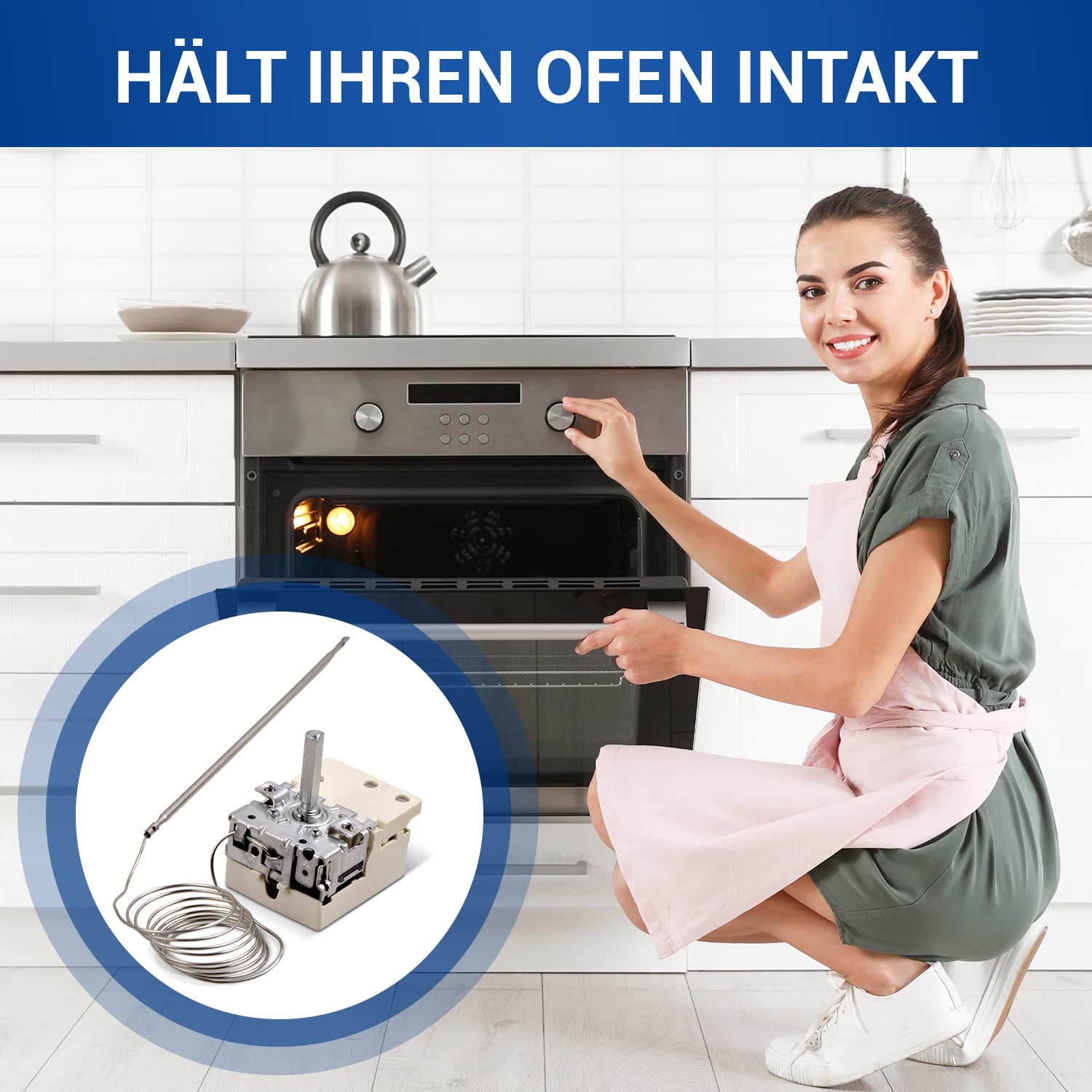 VIOKS Thermostat 50-320 °C für Ofenersetzung für EGO 5518062050 und Ersatzteile für Zankar/AEG-Ofenzubehör/Juno-Herd/Bosch Thermostat/Küppersbusch Ofen mit Backofen Zubehör Neff