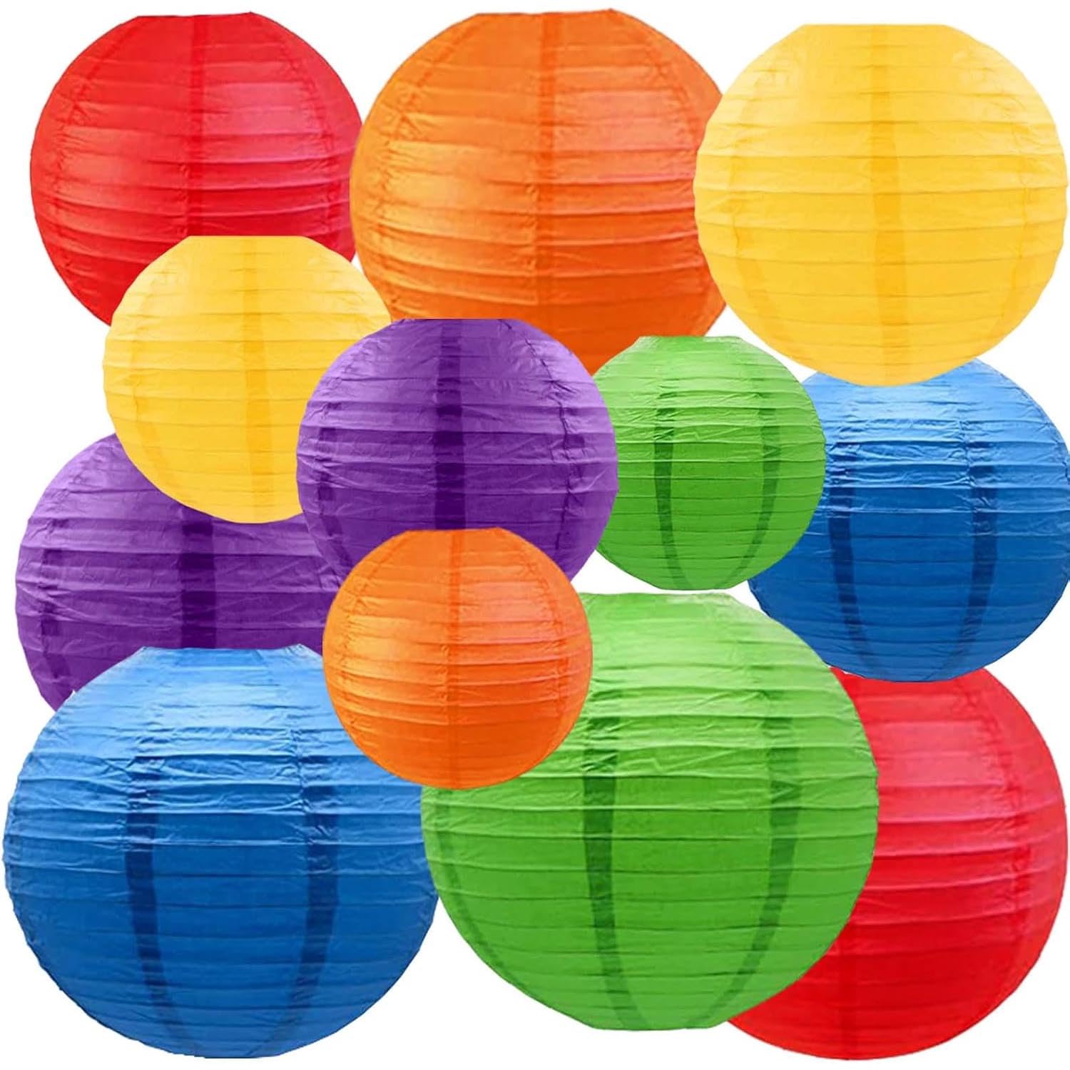 Colorful Paper Lanterns Decorative,Hanging chinese lanterns Indoor Outdoor for Birthday, Wedding, Christmas, Bridal, Home Decor, ceiling decorations(Size of 4”, 6”, 8”, 10”,12Pcs) — image 1