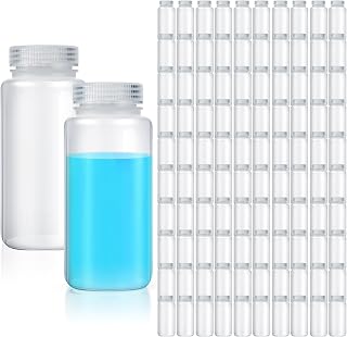 Hoolerry 48 Pcs Plastic Sample Bottles Laboratory Grade Polypropylene Wide Mouth Reagent Bottles Clear Liquids Storage Containers with Lids Leak Proof Containers for Lab Classroom (16oz/ 500ml)