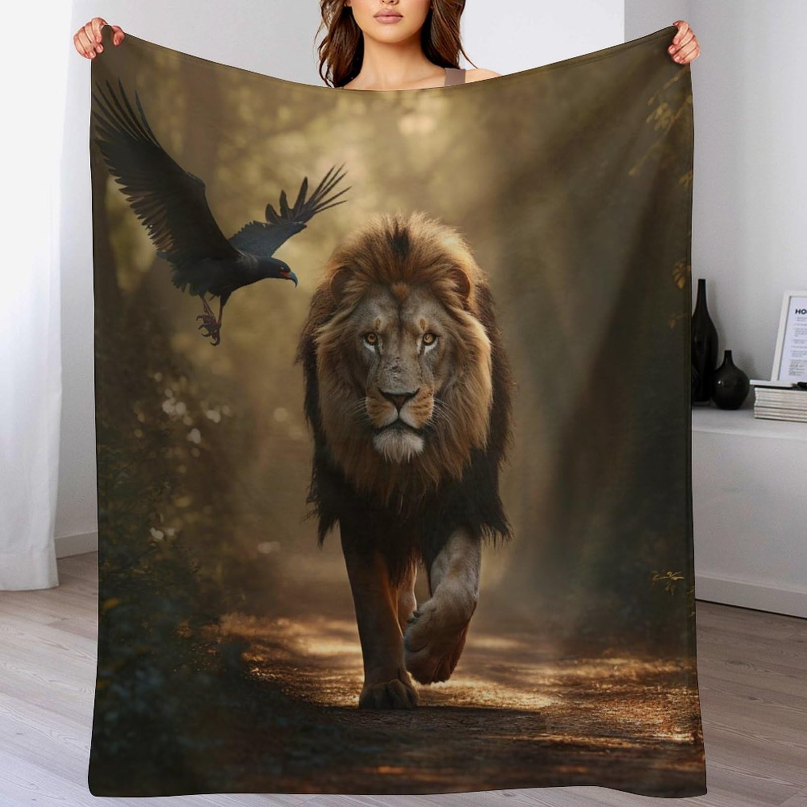 Manta de león de animales manta de franela para regalar en invierno 180x200cm