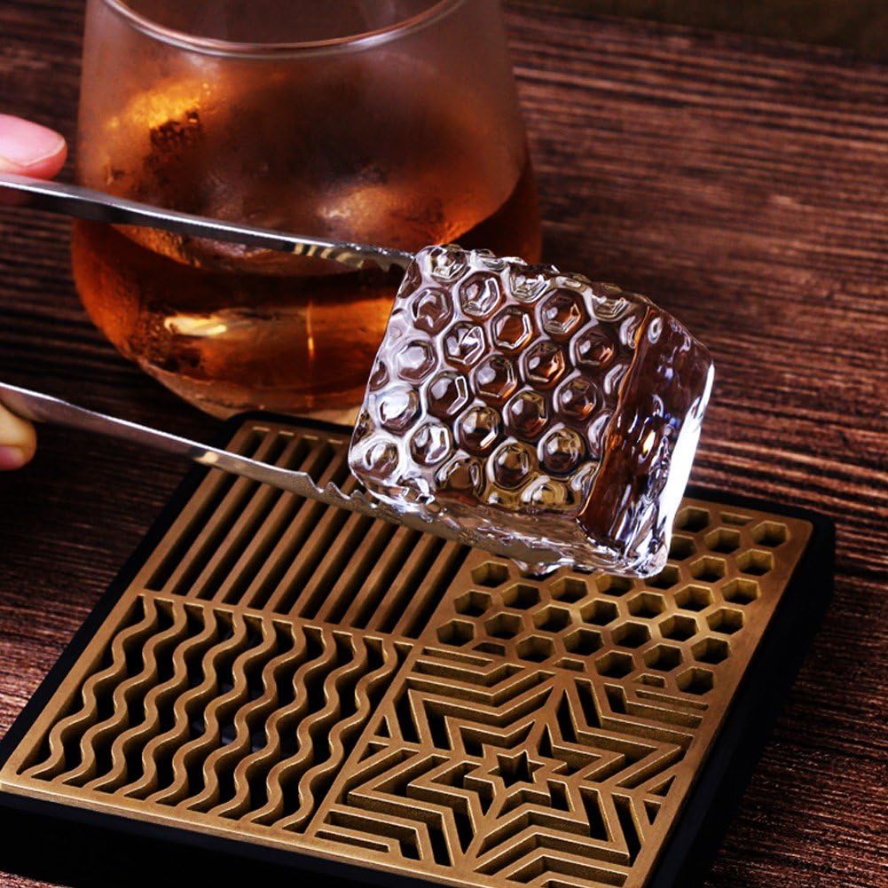 Bandeja para Estampar Hielo, Bandeja De Diseño De Hielo, Impresora De Cubitos De Hielo De Latón, Moldes De Hielo para Cócteles De Whisky, Accesorios De Barman para Estampar Cubitos De Hielo