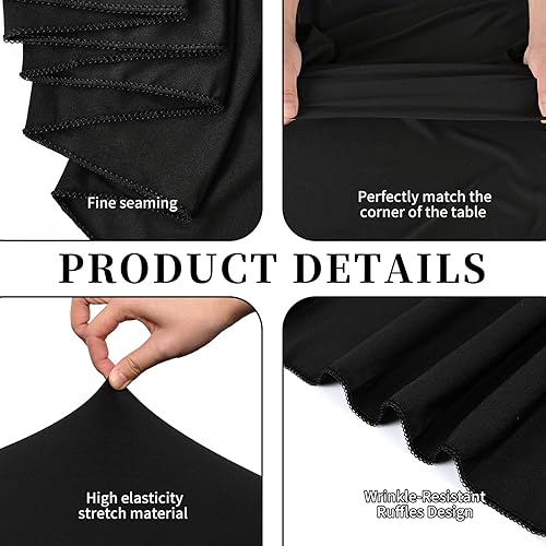 Miniatura 4 de Paquete de 2 manteles redondos de elastano de 5 pies de 60 pulgadas para mesas redondas, mantel resistente a las arrugas con falda, faldas de mesa