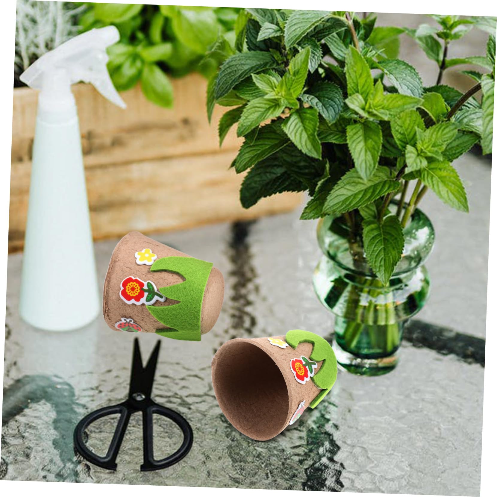 UPKOCH 4sätze Pflanztöpfe Mit Aufkleber Umweltfreundliche Pulp-töpfe Für Garten Und Blumen Bastelset Für Kreative Projekte Und