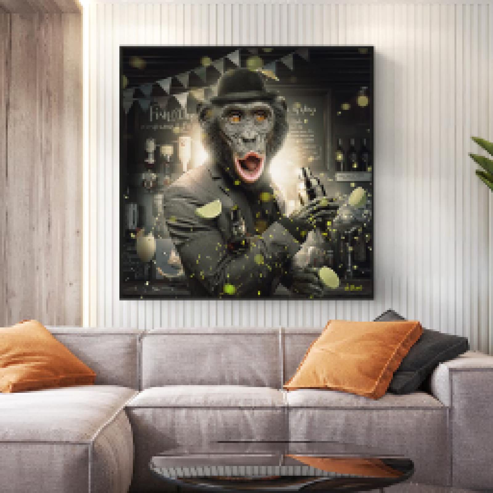 Affiche moderne barman singe en toile déco murale 30x30cm - 8