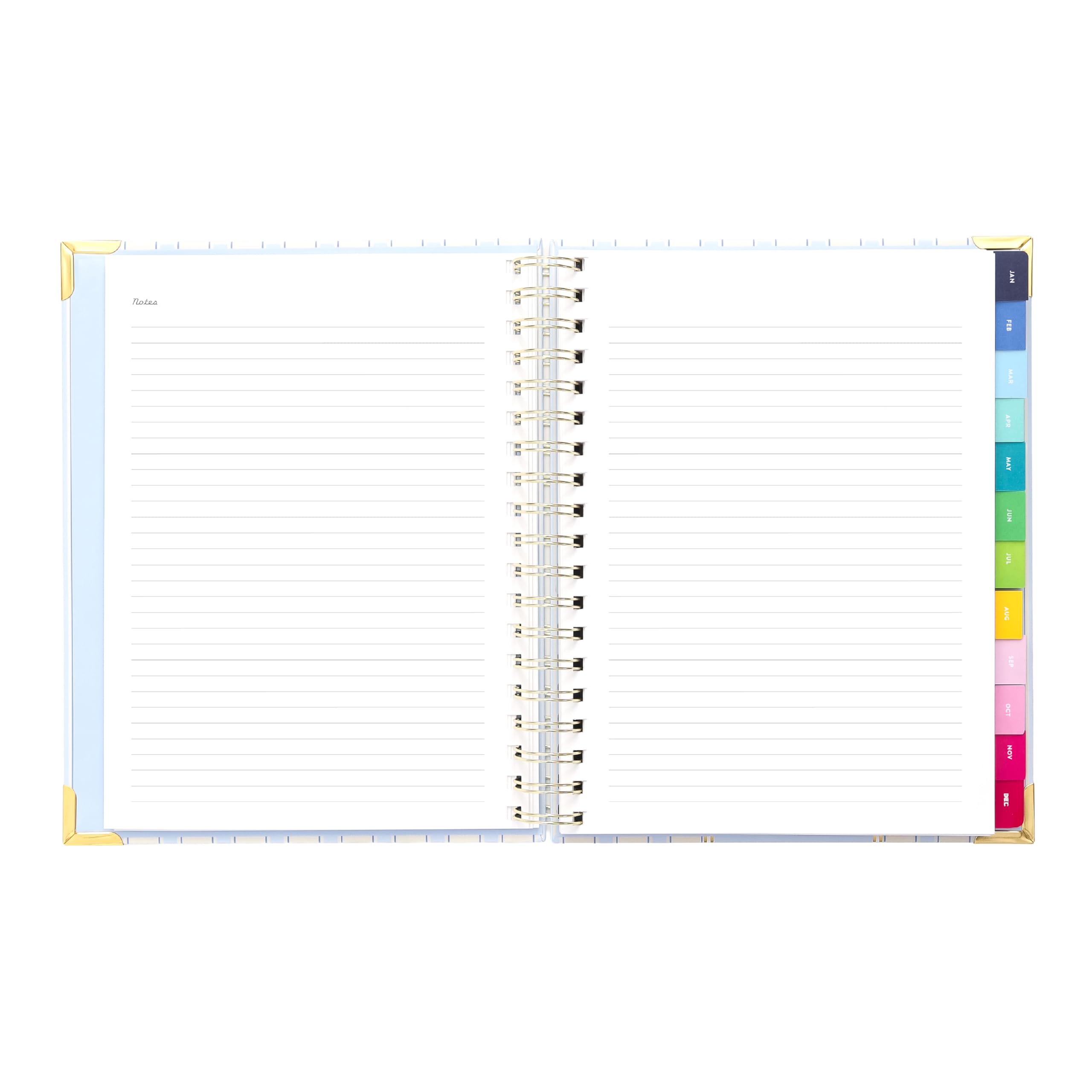Simplified Agenda settimanale 2026, 12 mesi, a spirale, motivo Serene Stripe, da gennaio 2026 a dicembre 2026, con adesivi, tasche e scatola dei ricordi
