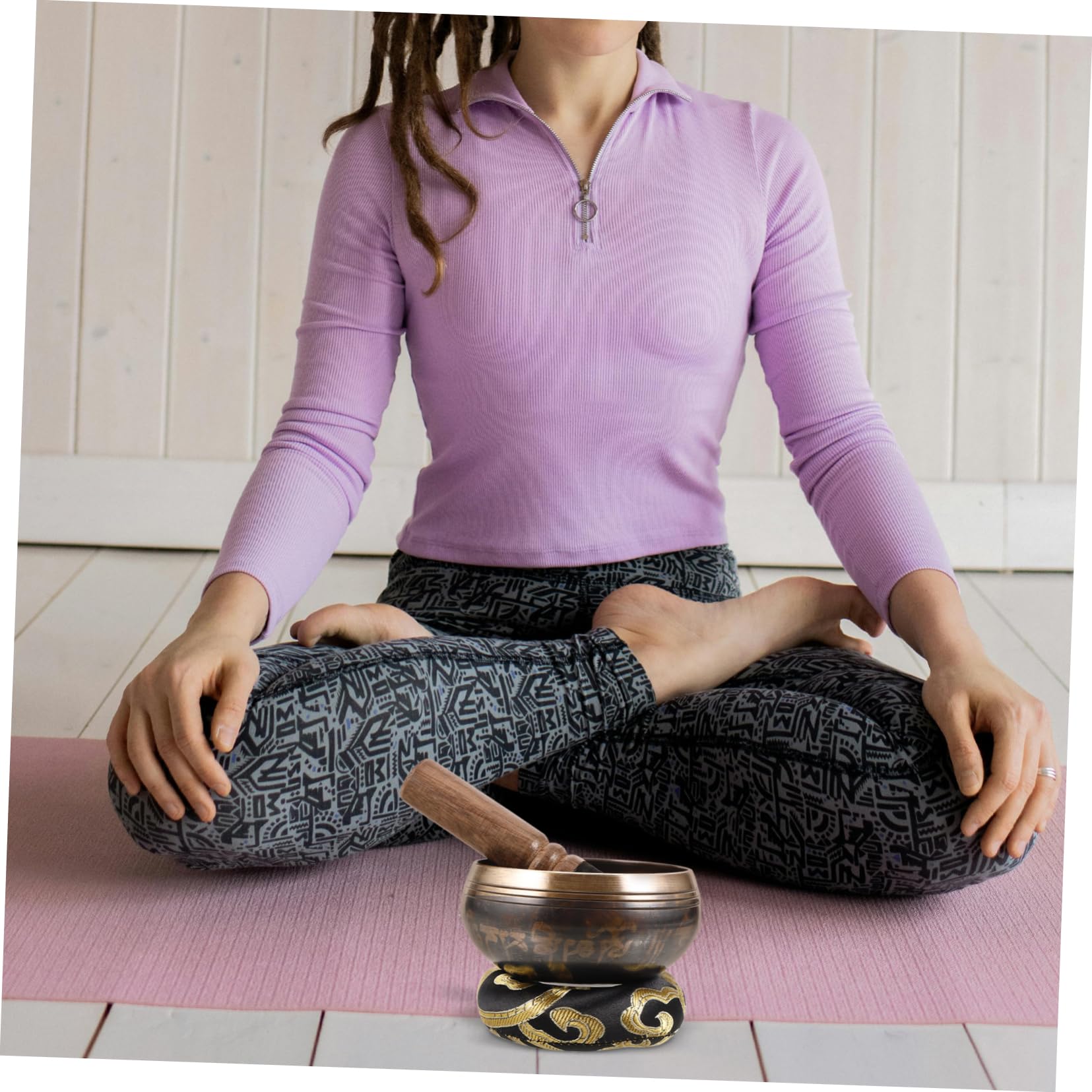 FRCOLOR Kupferklangschale Yoga Klangschale Meditationsset mit Holzklöppel und Kissen tibetische für Meditation und Dekoration im Wohnraum