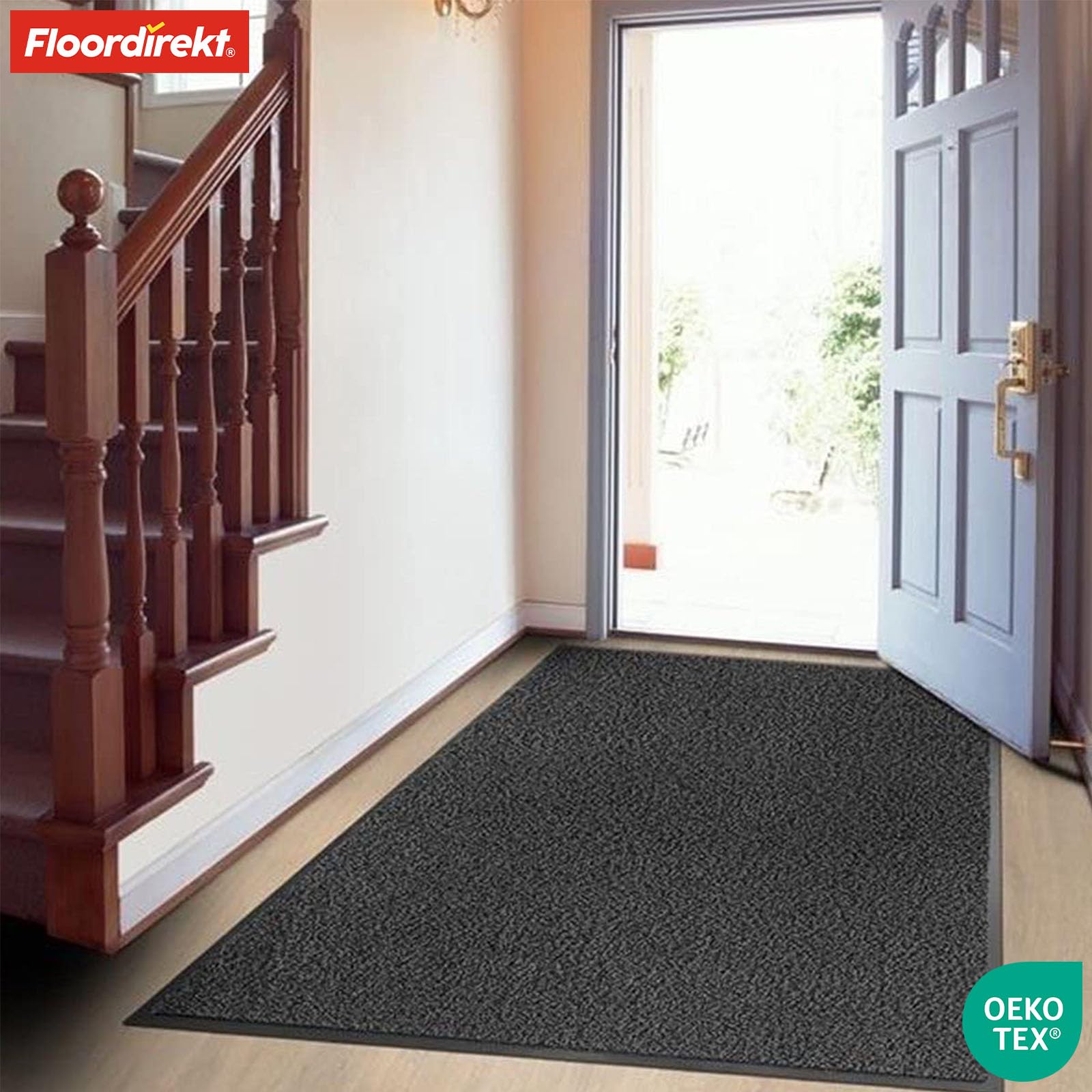 oKu-Tex Deurmat | deurmat | entreemat | Java - met borstel - kokosmat met rubber - voor buiten - antislip, 40 x 60 cm, naturel