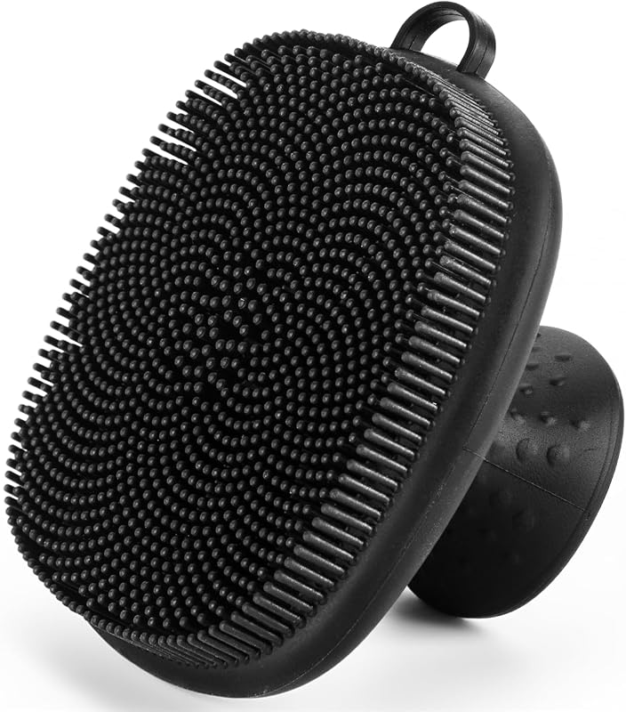 Escova manual de silicone para limpeza facial SANLESS, preta