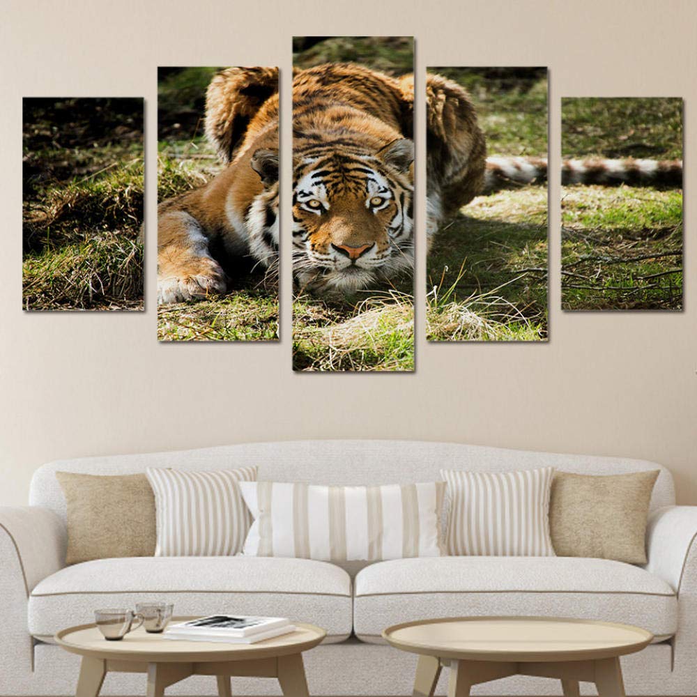 Pintura modular de tigre para cubrir paredes vacías con lienzo de selva