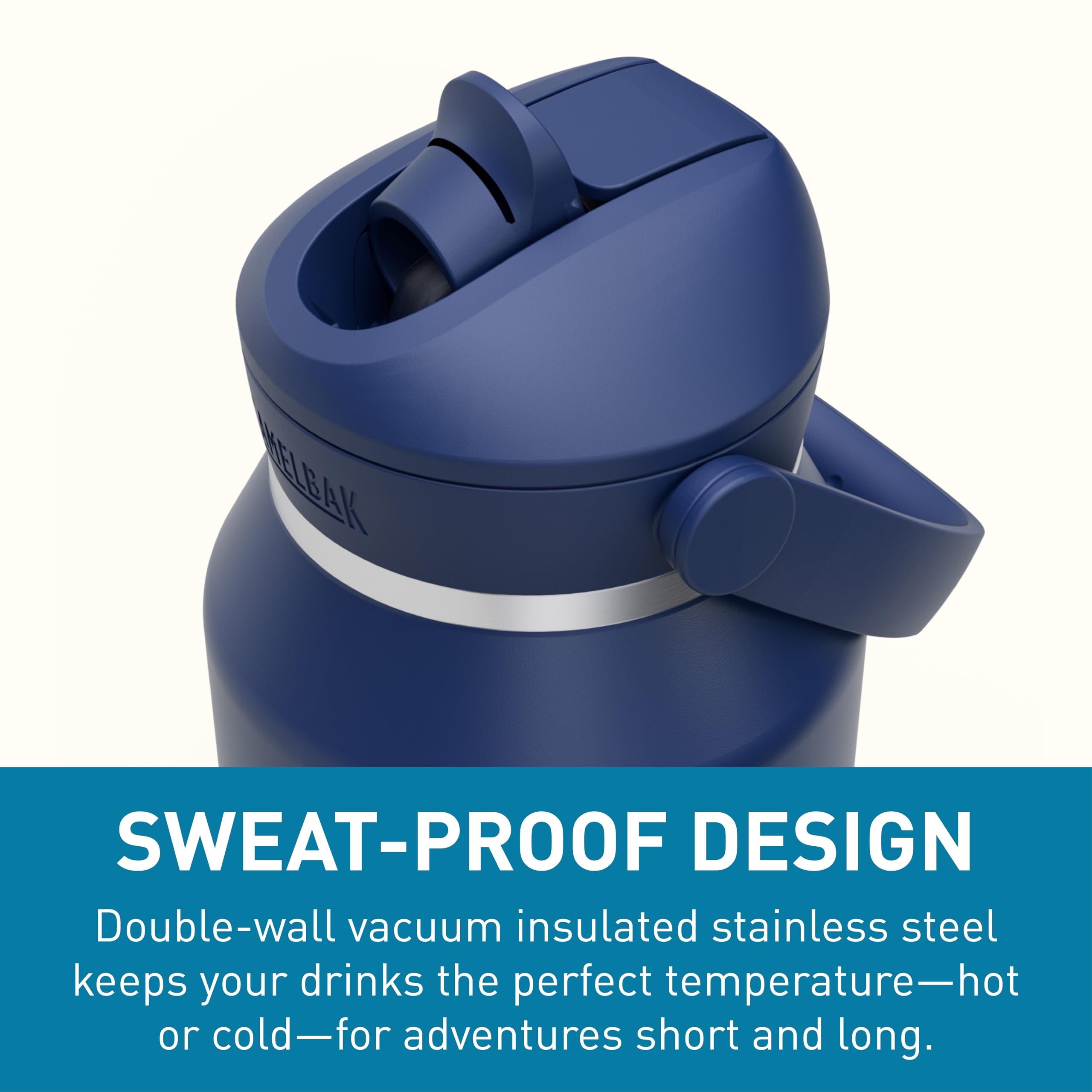 CAMELBAK Thrive Flip Straw VSS 1,2L Navy, 3089401012 | Sauberes und einfaches Trinken unterwegs, sichere auslaufsichere Leistung, kalte Getränke ohne Kondensation