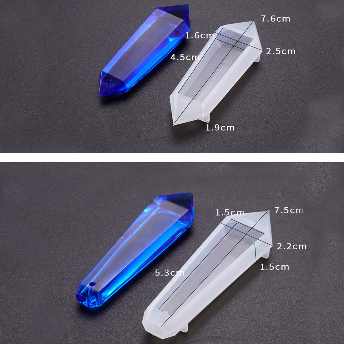 FineInno 6pcs Resin Pendulum Moulds Quartz Crystal Epoxy Molds Gemstone Silicone Casting Mold for Earrings Necklace Pendant Earrings Jewelry Making - Image 4