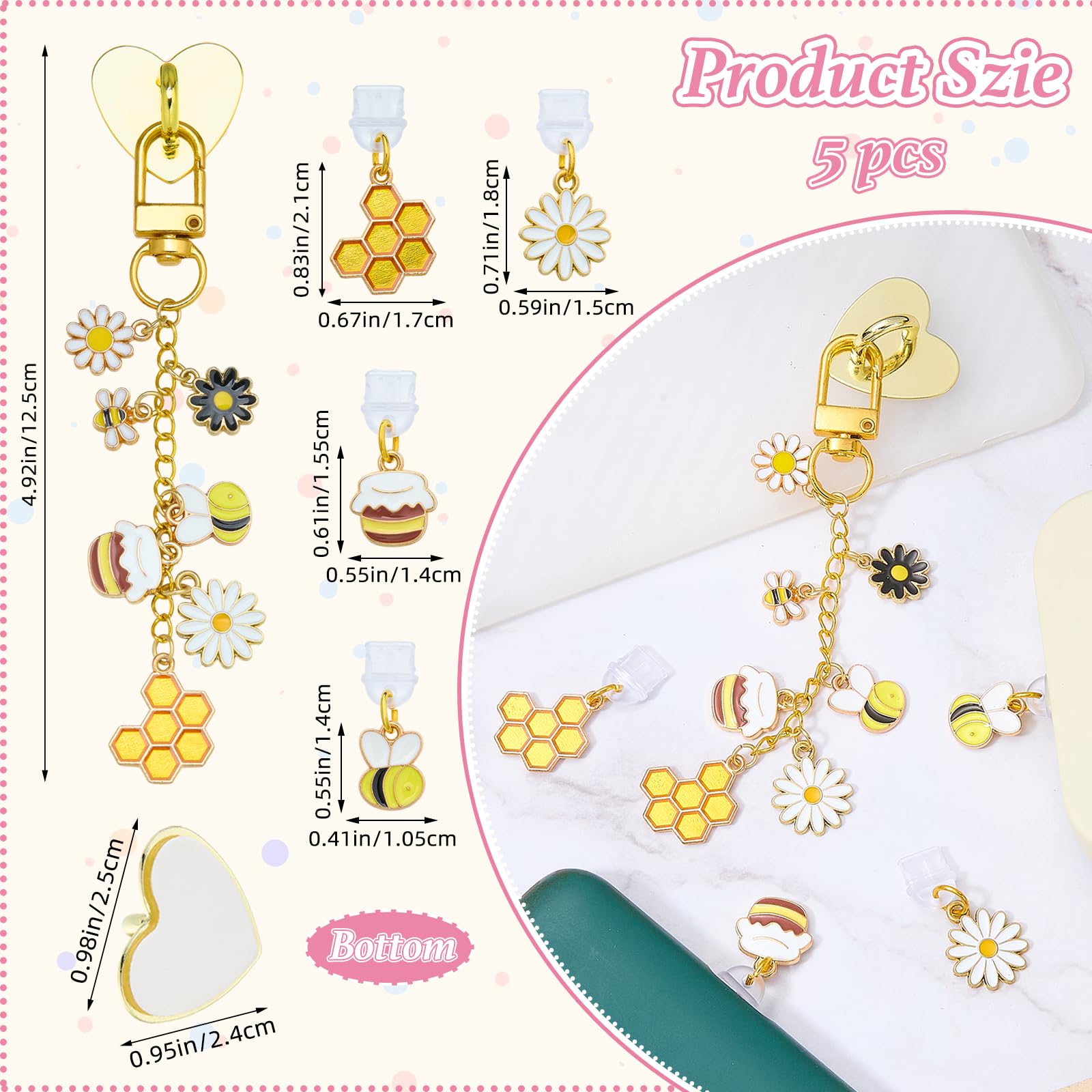 Pendentif de téléphone portable avec bouchon anti-poussière USB C assorti