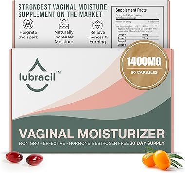 Lubracil Vaginal Moisturizer Pills for Dryness and Moisture Sea Buckthorn Oil, Omegas 6, 7, 9, Vitamins A & E Nourishes Vaginal Wetness & Hydration for All Women 60 Wet Pills, 1 Pack