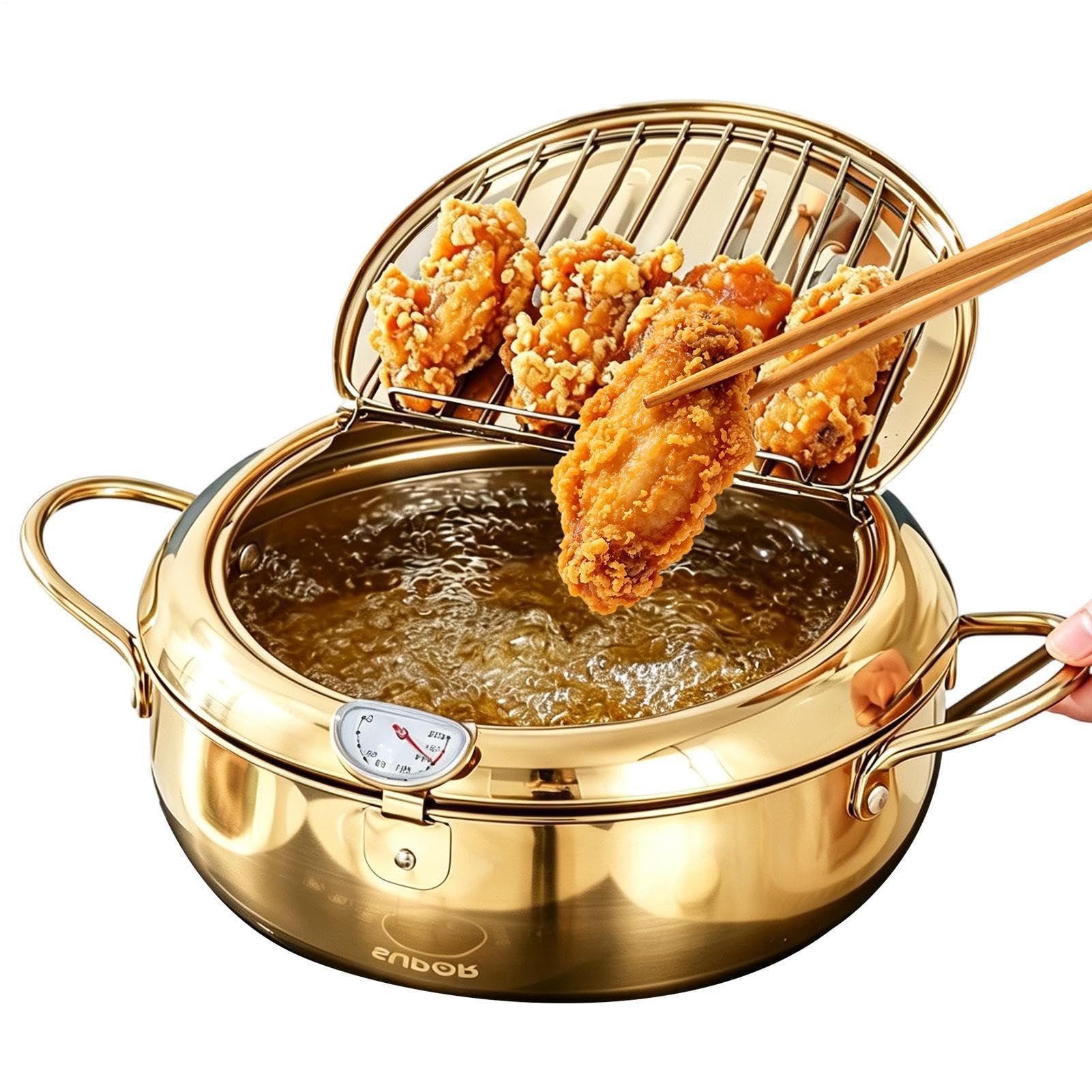 Fritteusentopf aus Edelstahl mit Abtropfkorb