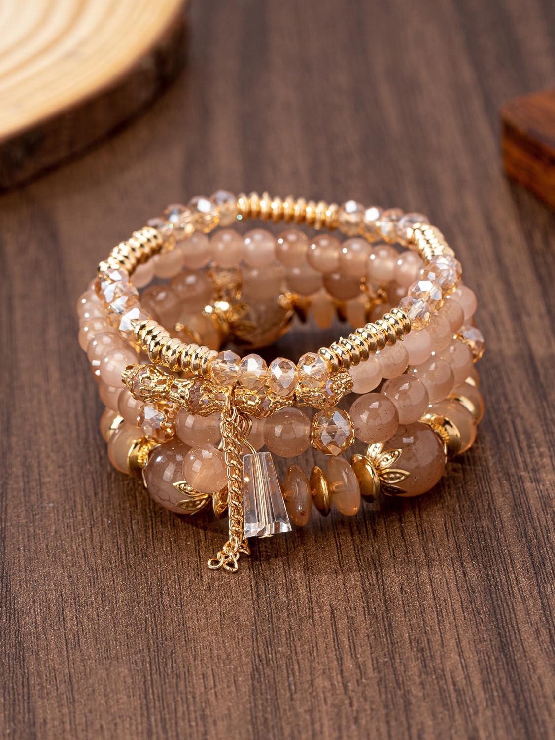 Shining Diva Fashion Latest Stylish Boho Bohemian Bangle Set Bracelet for Women and Girls (16170b)(Brown) 2