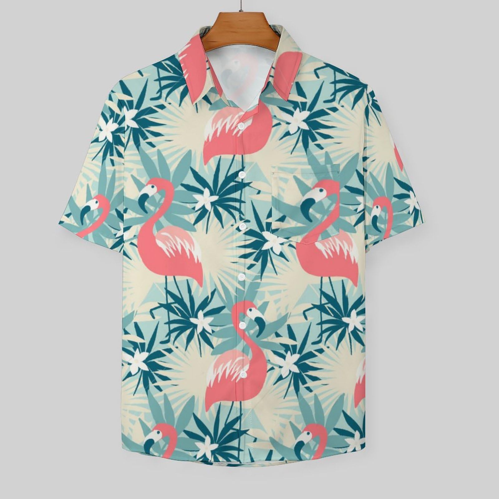 Amazon.co.jp: アロハシャツ メンズ フラミンゴ ハワイ風 花柄 半袖 夏