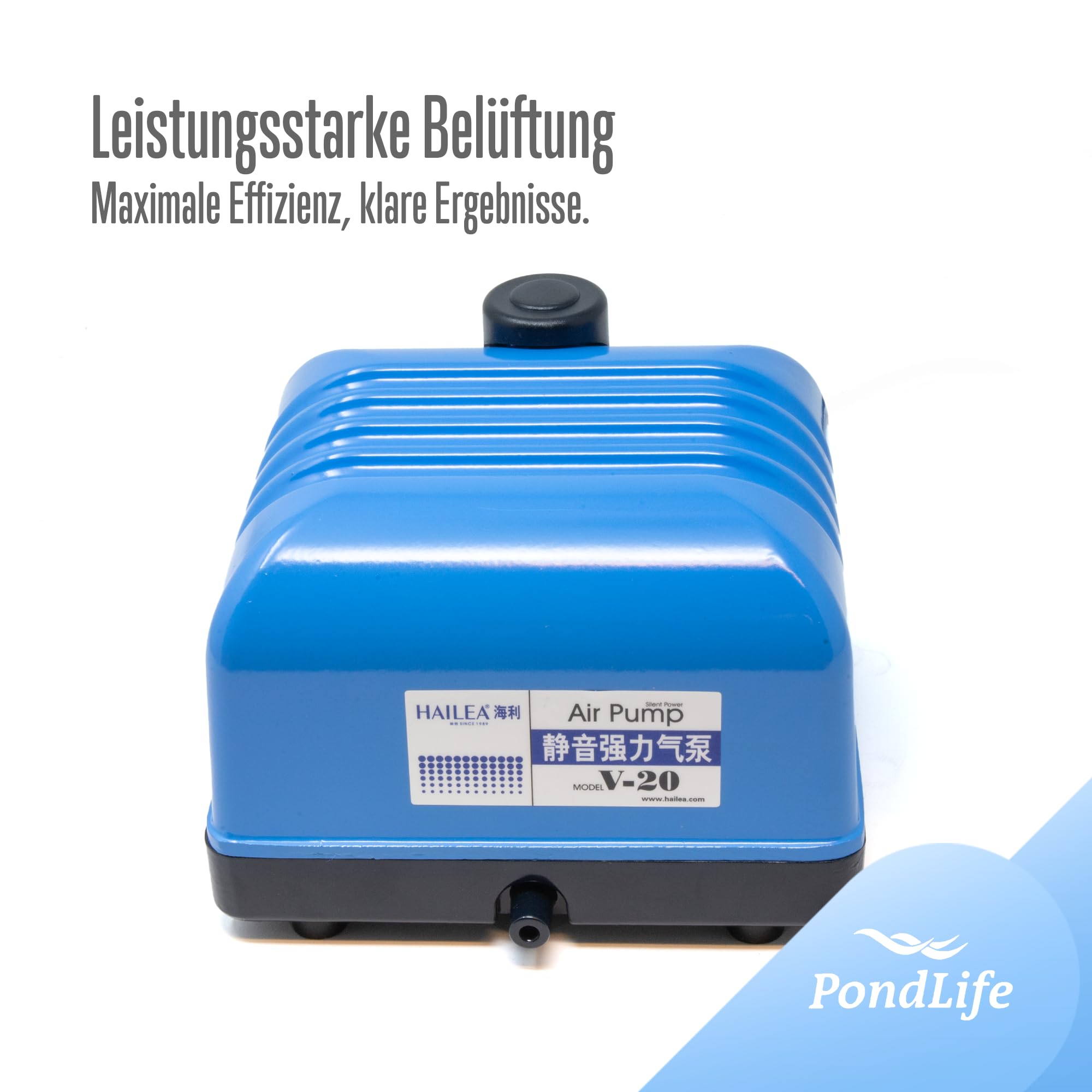Pondlife Belüfter Komplett Set V-20 - Leistungsstark - Qualitativ - Luftverteiler - Belüftersteine - Schlauch inkl.