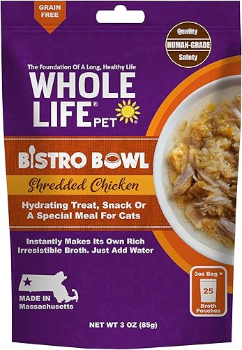 Whole Life Pet Bistro Bowl para gatos  Golosina hidratante instantánea de grado humano, aperitivo o comida especial. Crea su propio caldo rico, solo