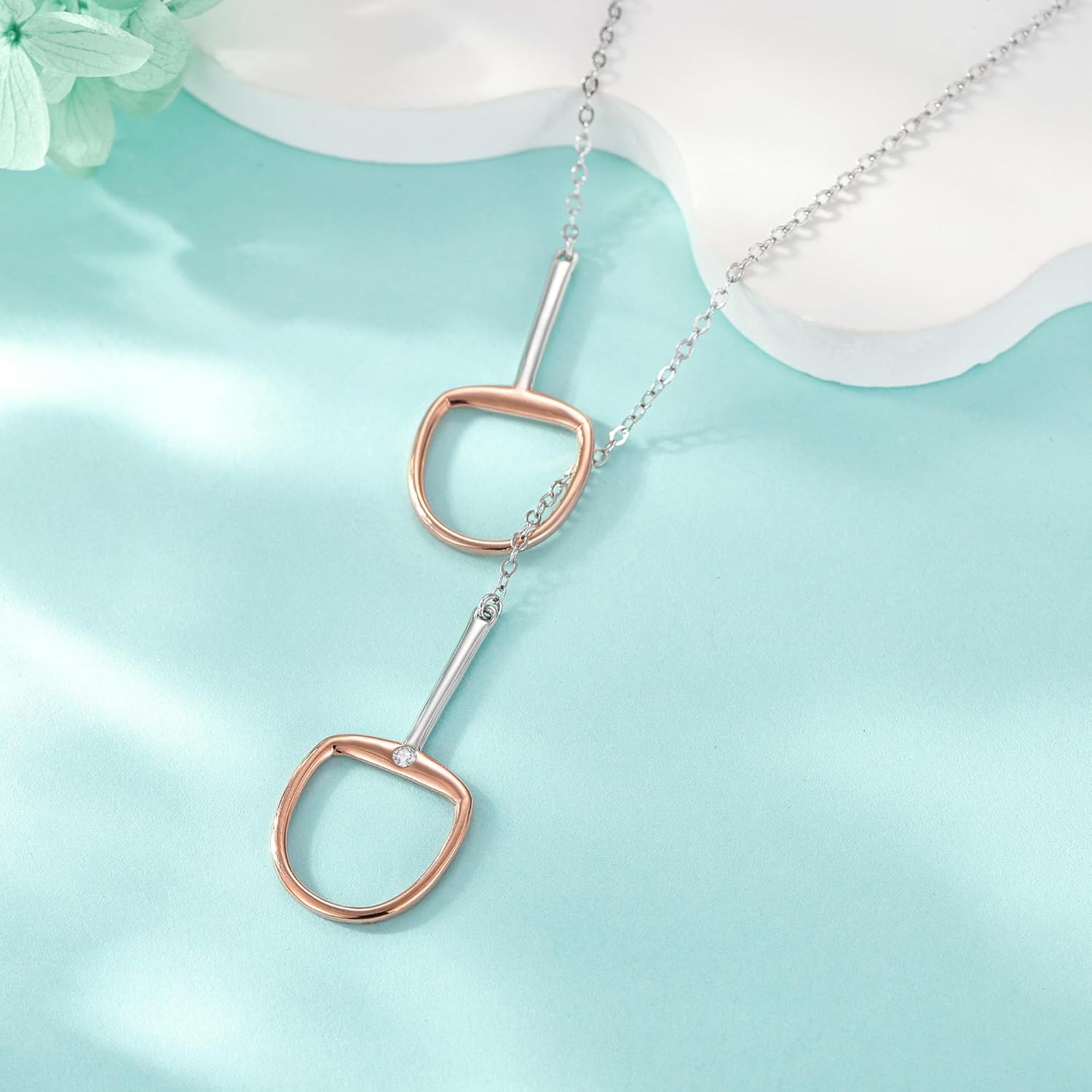 925 Sterling Silver Horseshoe Horse Snaffle Bit Pendant Necklace Horse Lovers Gift for Women - Image 2