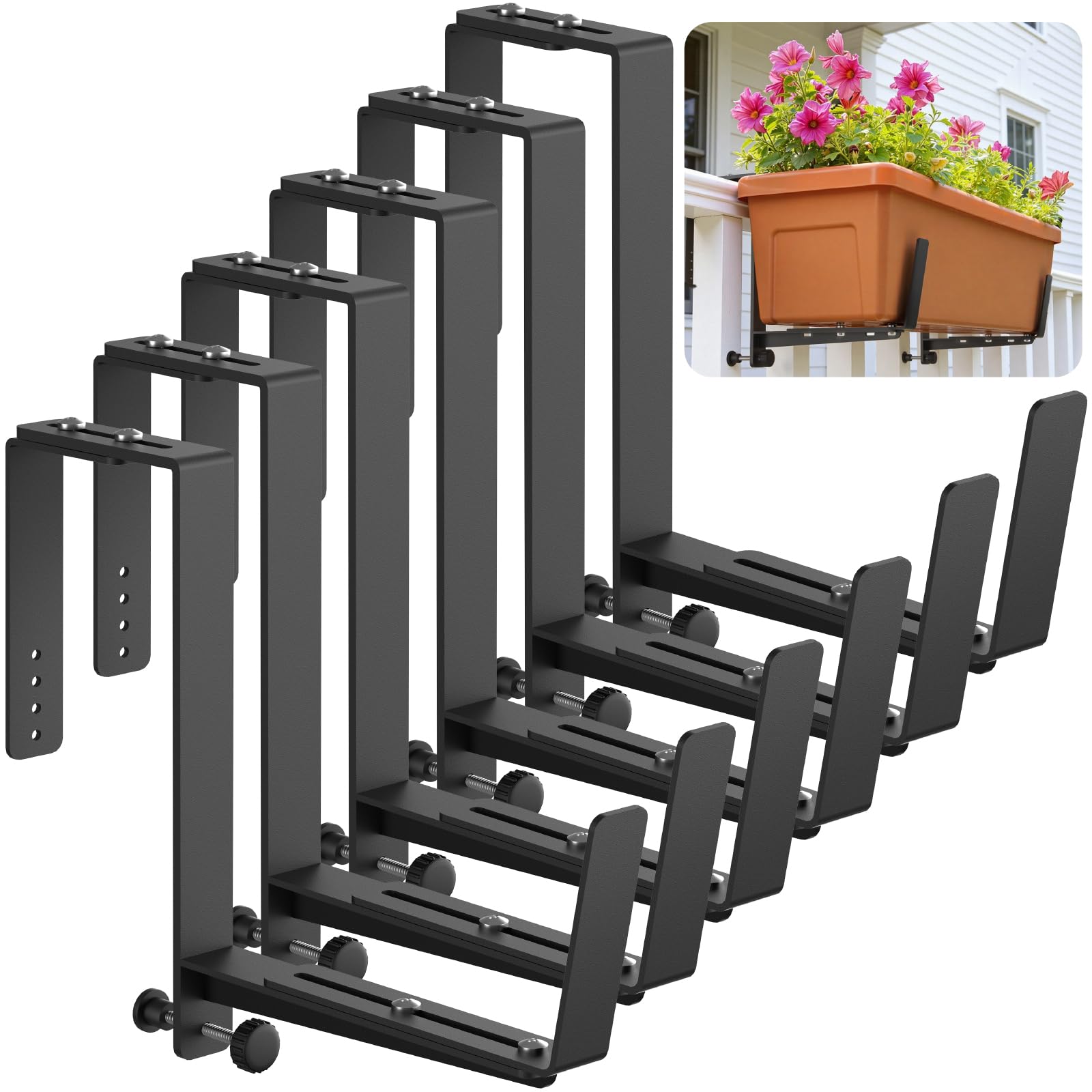Flower Box Railing Brackets Snapklik.com : Window Box Brackets, Adjustable Planter Box Brackets ...