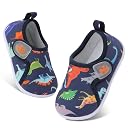 FEETCITY Baby Shoes Boys Girls First Walking Shoes Toddler Sneakers Crib Shoes Breathable Lightweight Slip On Shoes, Blue Dinosaur, 18-24 Months gallery image