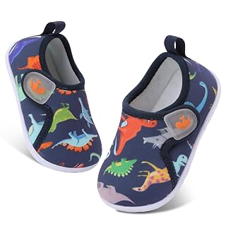 FEETCITY Baby Shoes Boys Girls First Walking Shoes Toddler Sneakers Crib Shoes Breathable Lightweight Slip On Shoes, Blue Dinosaur, 18-24 Months
