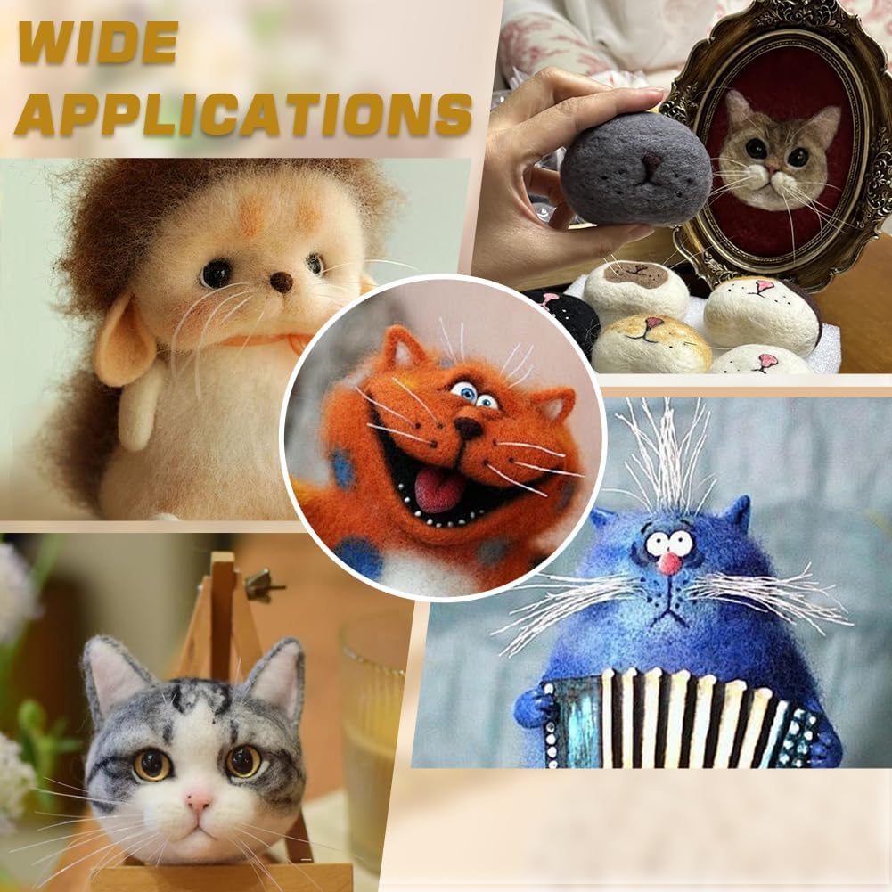 NBEADS 1000 Pcs 2 Colors Animal Whiskers for Crafts Needle Felting, 2.76inch Long Simulated Animal Whiskers Plastic Craft Animal Beards Fursuit Whiskers for Cat, Mouse, Rabbit, Puppets