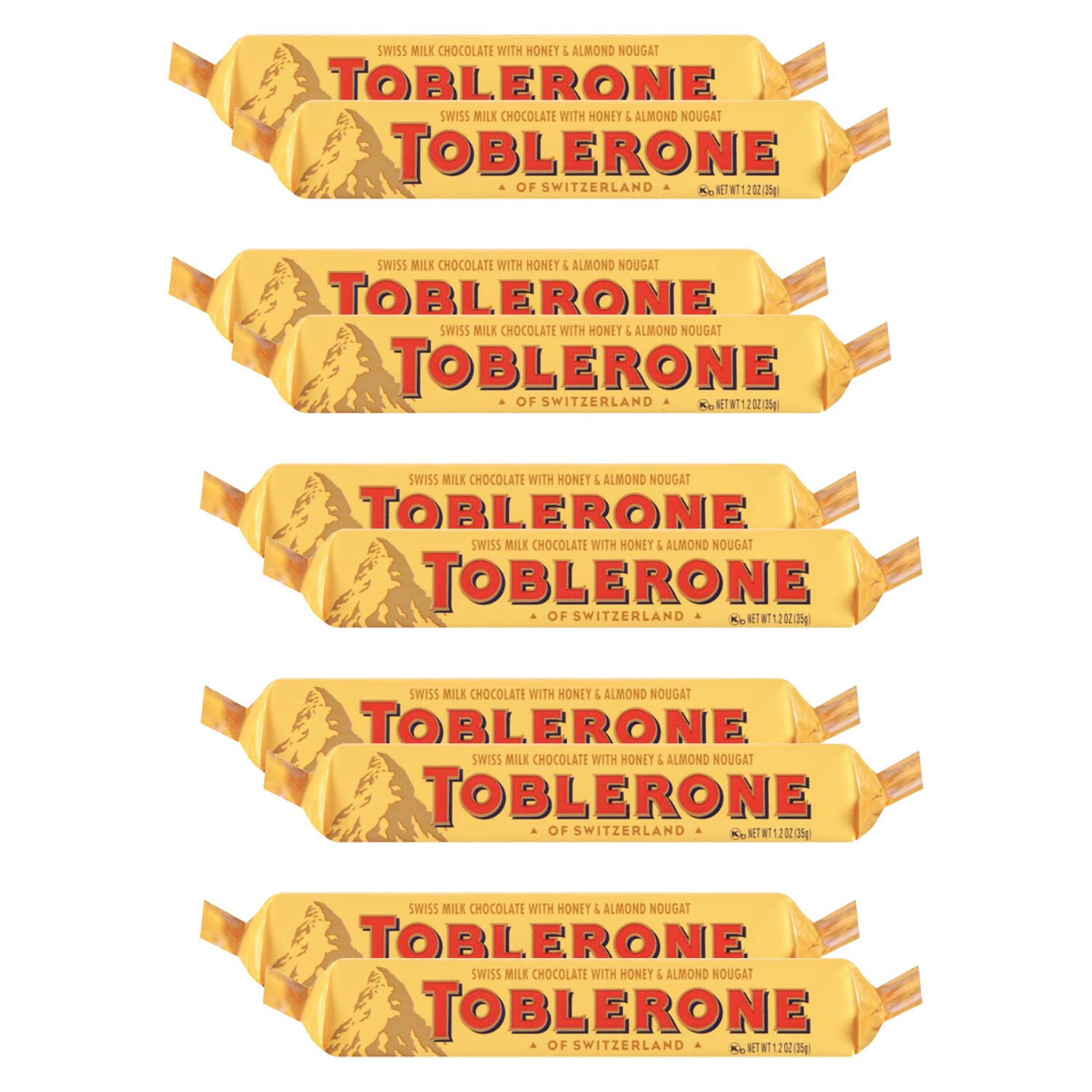 Toblerone Of Switzerland Swiss Chocolates with Honey & Almond, 10 X 35 Gram