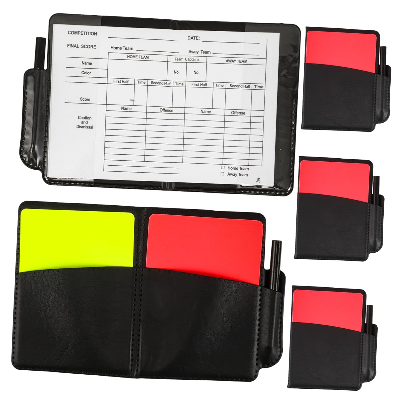 HANABASS Soccer Match Management Red Yellow Card Book Card Holder Pencil Perfect for Referees