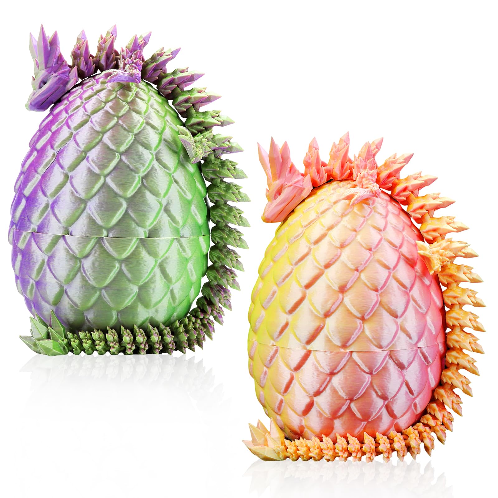 SUMLAND 3D Printed Dragon Eggs with Dragon Inside,Color Change with Temperature,Lavender Purple+Mint Green to Pink+Yellow