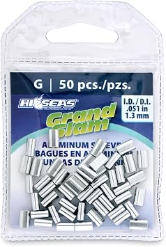 HI-SEAS Grand Slam Aluminum Fishing Line Crimp Sleeves - Retail Pack, Durable and Strong Crimps for Monofilament 40lb Test up to 600lb Test for Saltwater Fishing Leaders