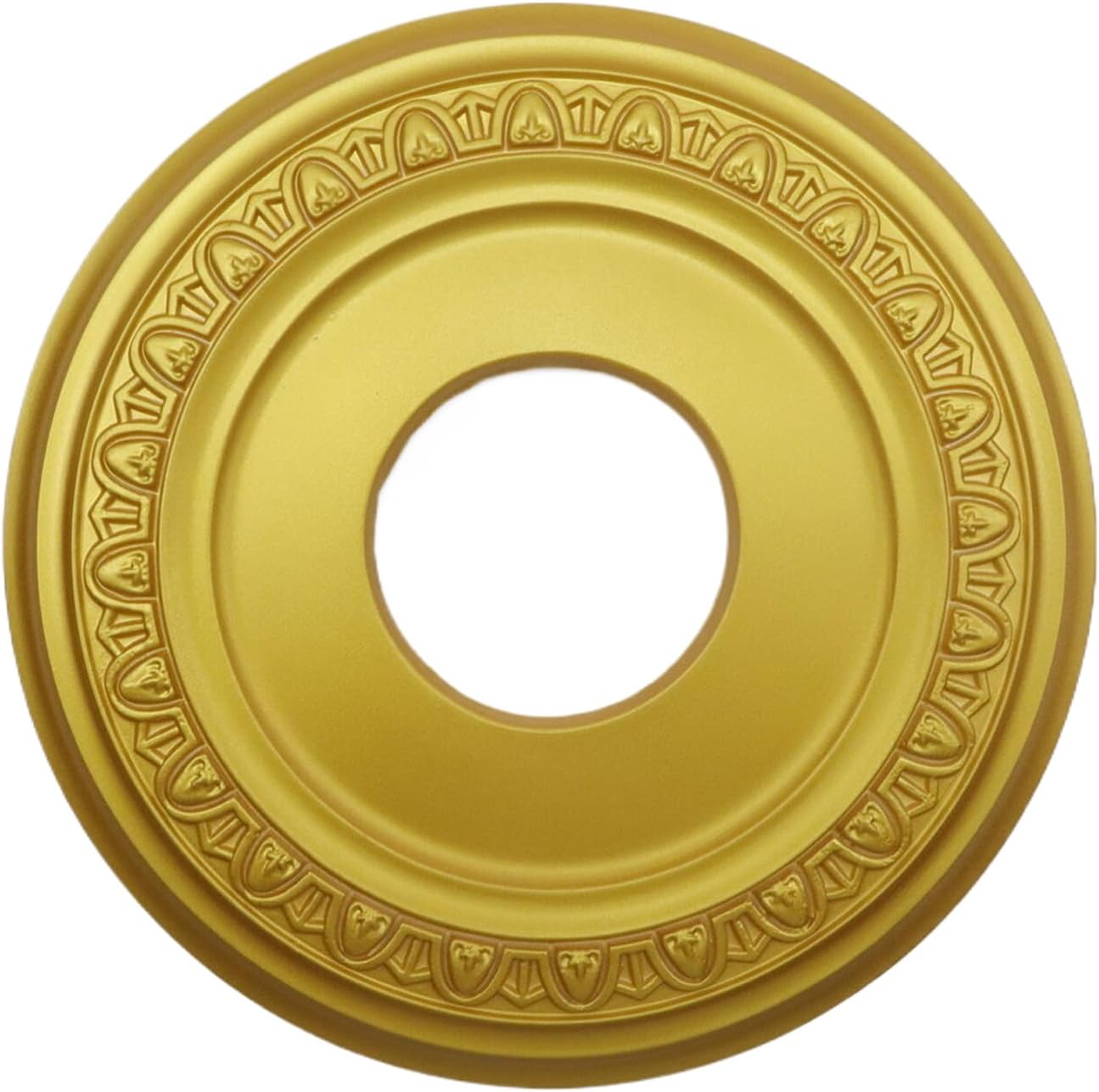 HEVSTIL Ceiling Medallion 12"OD x 3.94"ID PU Ceiling Medallion for Light Fixtures European Style Ceiling Light Decorative Fan Medallion Lighting Ceiling Ring Covers for Chandeliers Home,Gold