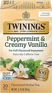 Twinings of London Tea Herbal Peppermint & Creamy Vanilla, Caffeine Free Peppermint Tea Blend with Natural Mint and Vanill...