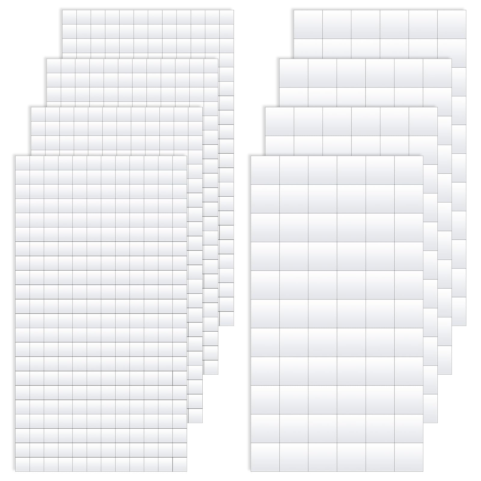 DIVINA VITAE 8Sheets Foam Squares for Crafts, 1320Pcs Foam Adhesive Squares 3D Effect Double Sided Foam Tape Precut Foam Strip for Halloween Christmas DIY Crafts, 2 Sizes (0.47In/12mm, 0.24In/6mm)